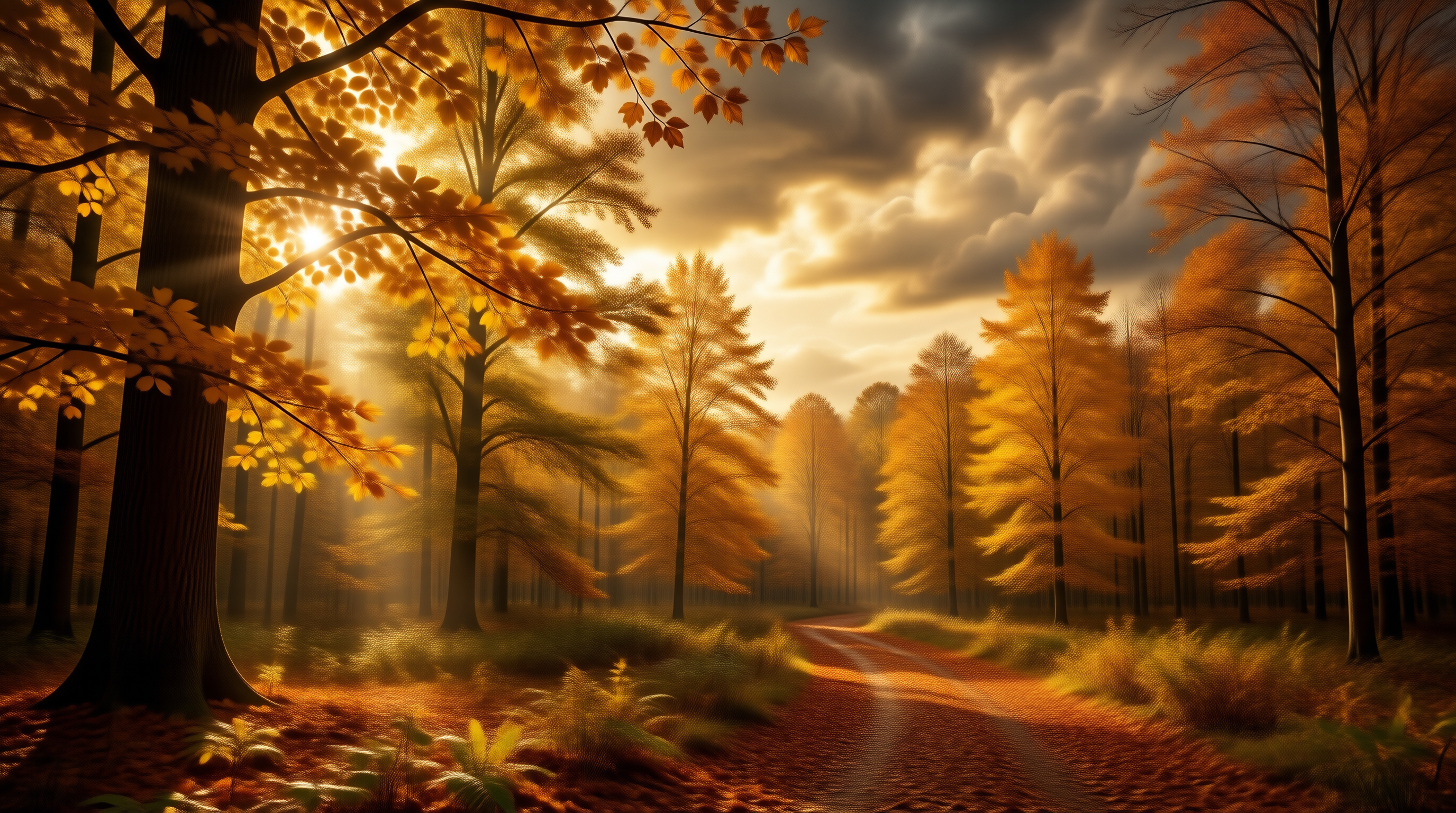 Golden Autumn Forest Path