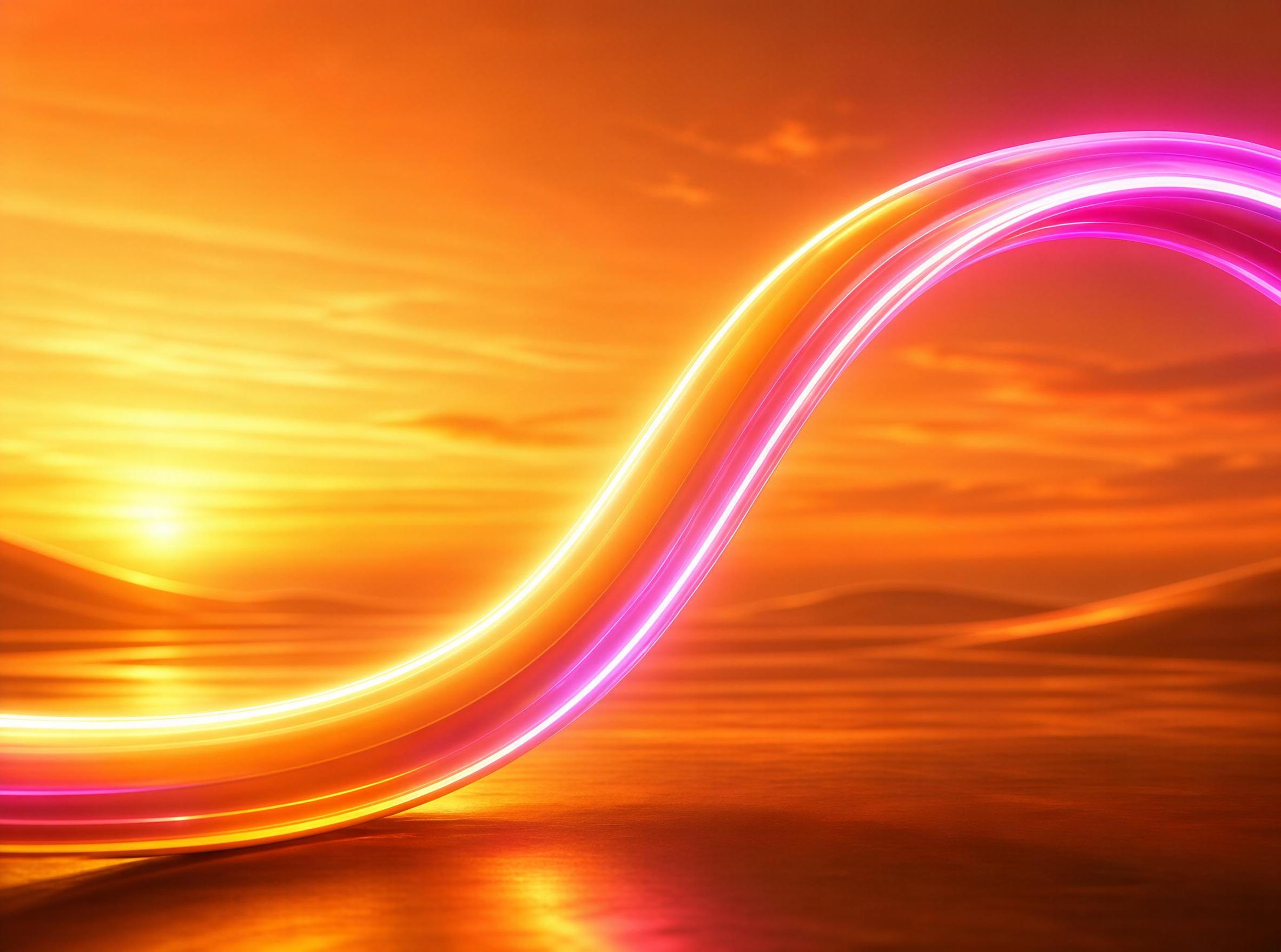 Neon Sunset Over Water