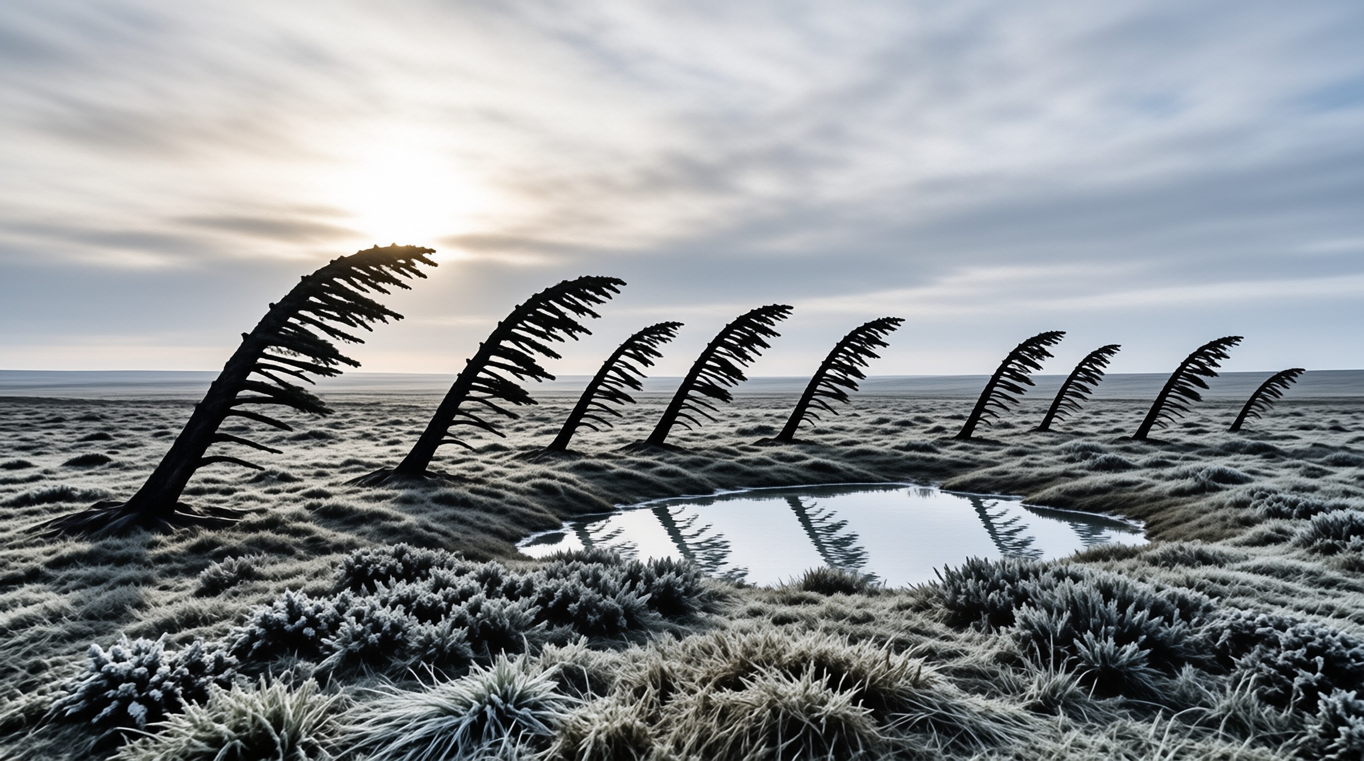Windswept Trees Tundra Landscape