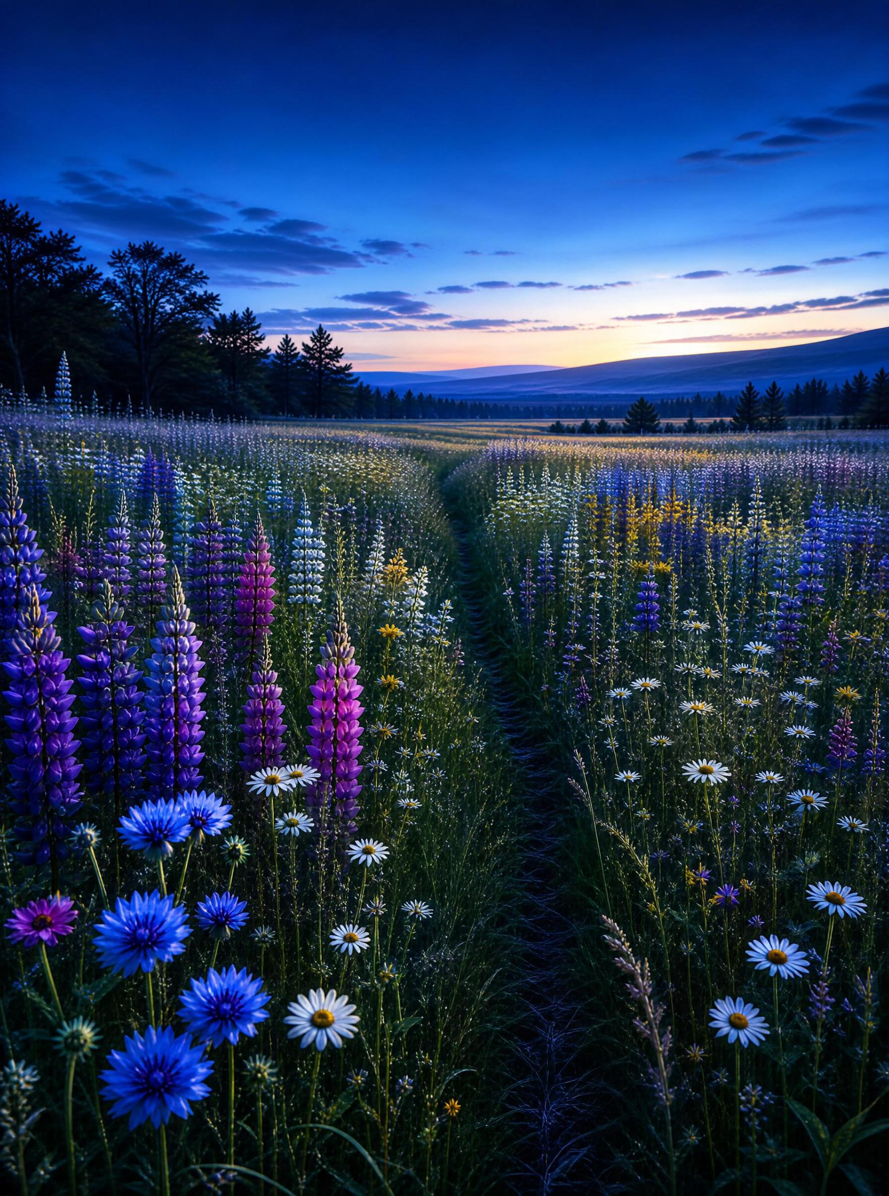Wildflower Field at Dusk