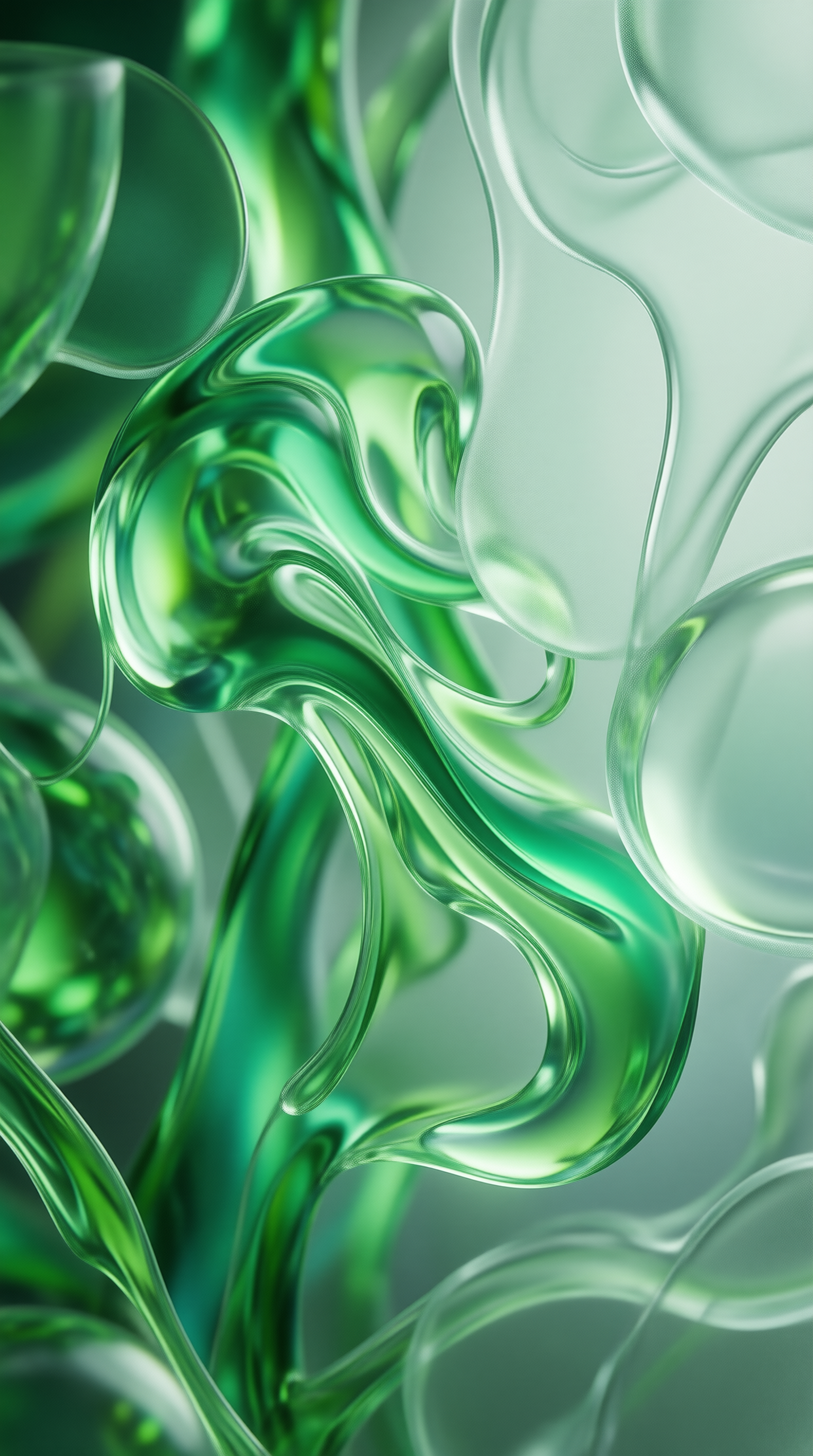 Abstract Green Fluid Forms