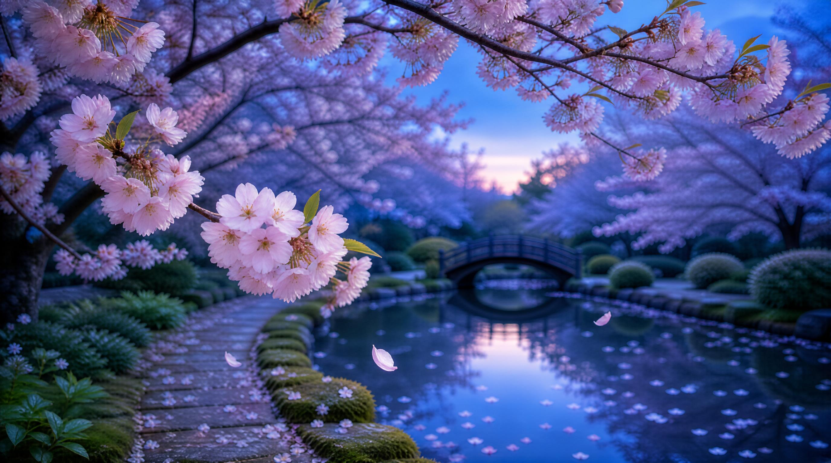 Serene Cherry Blossom Garden