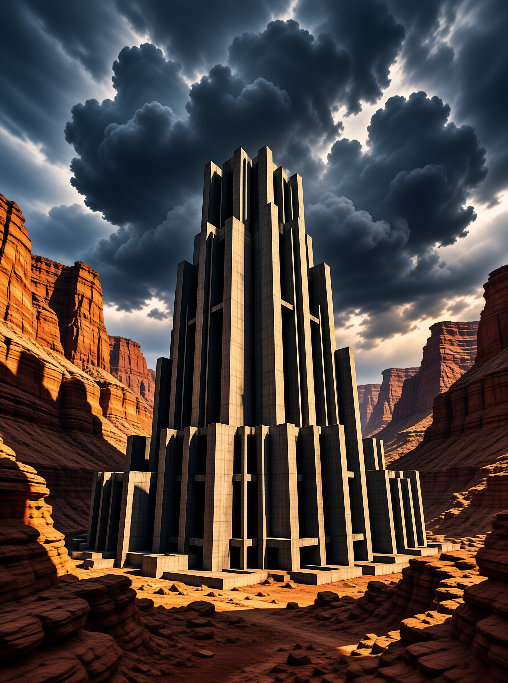 Brutalist Monument in Canyon