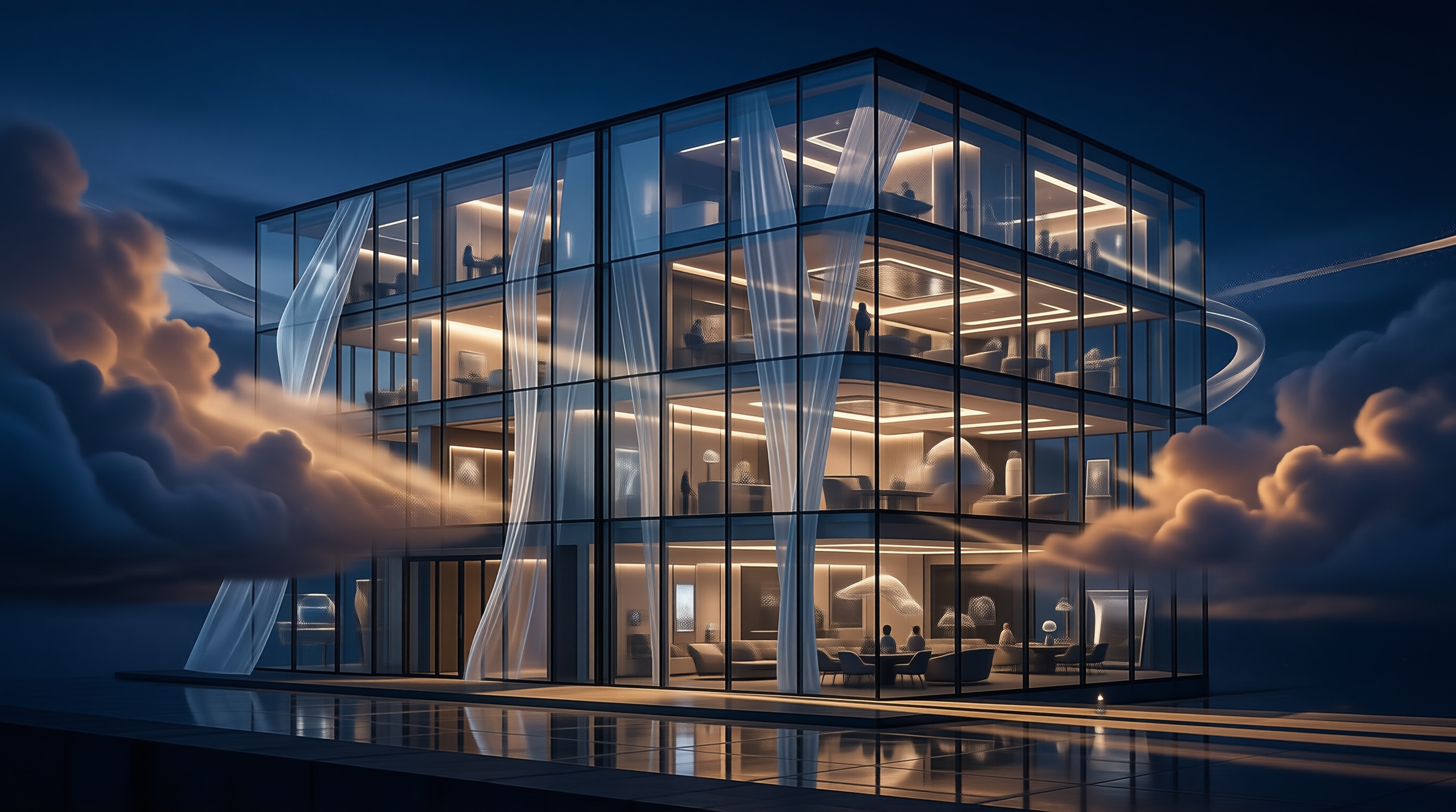 Illuminated Glass Building