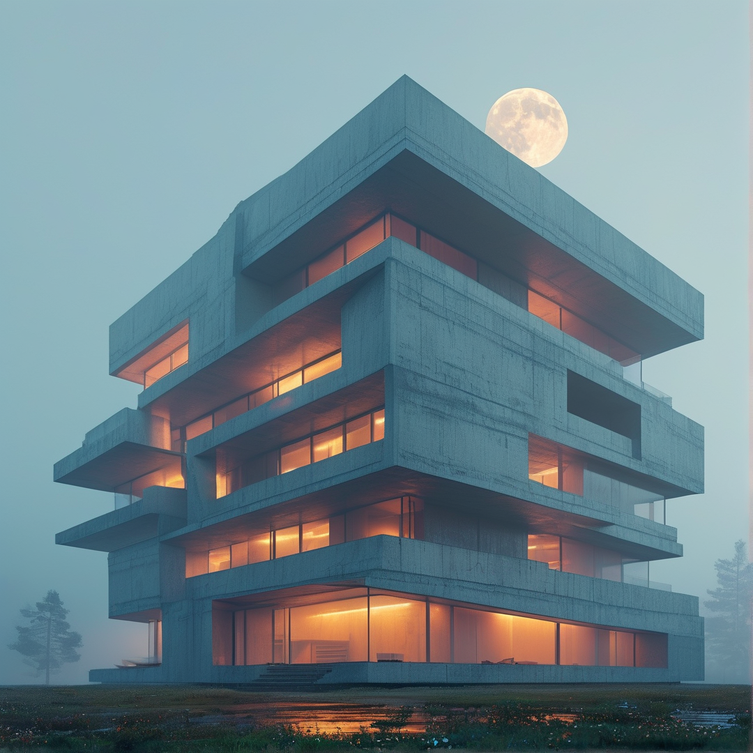 Modern House Under Moonlight
