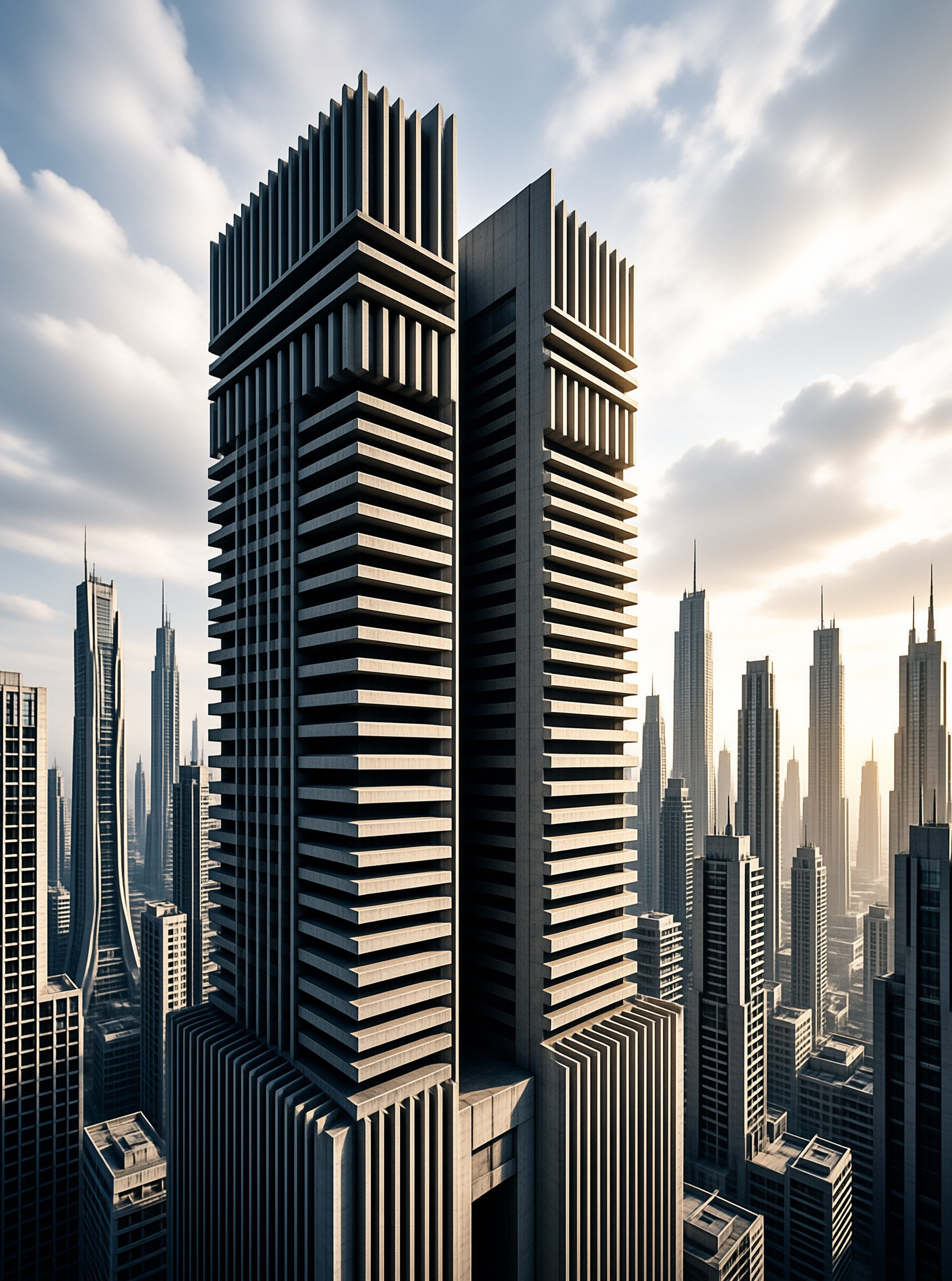 Modern Skyscraper with Slats