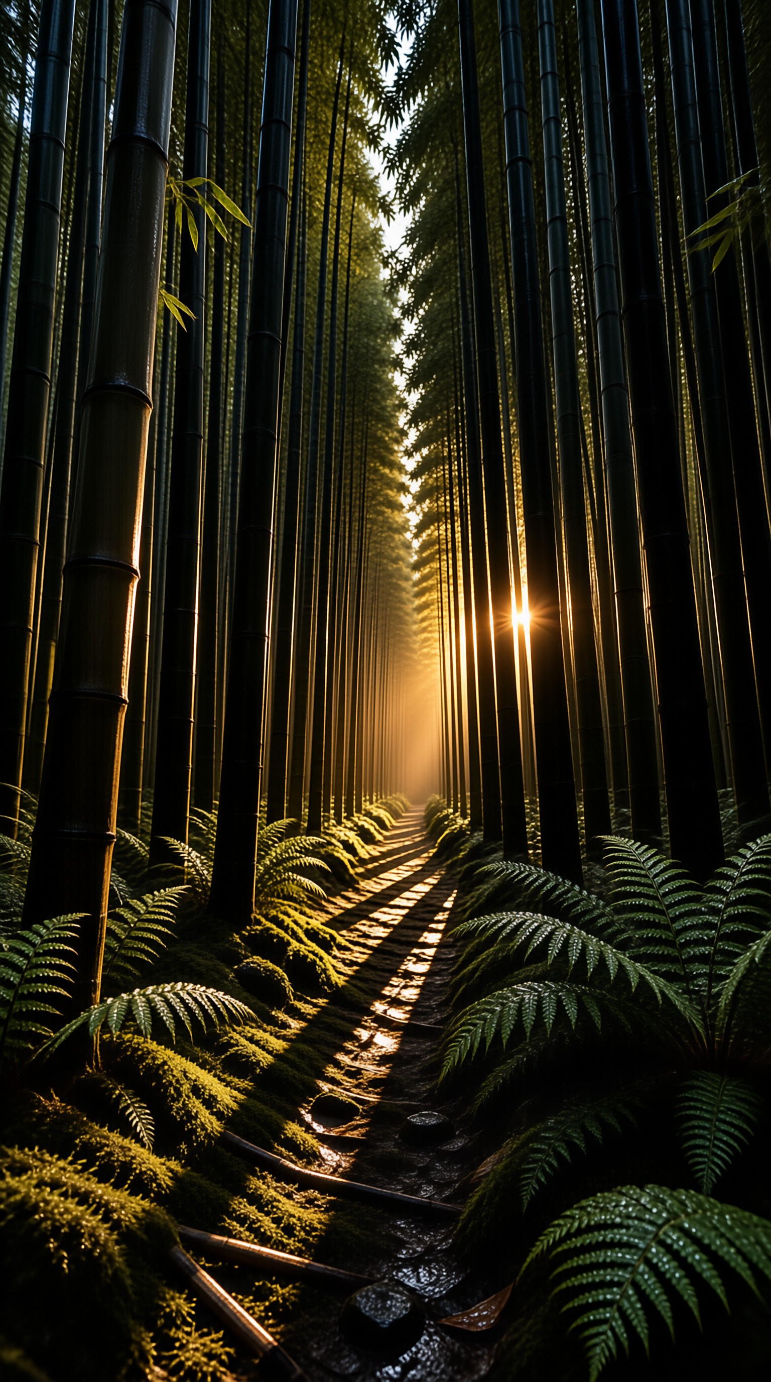 Golden Bamboo Grove Landscape
