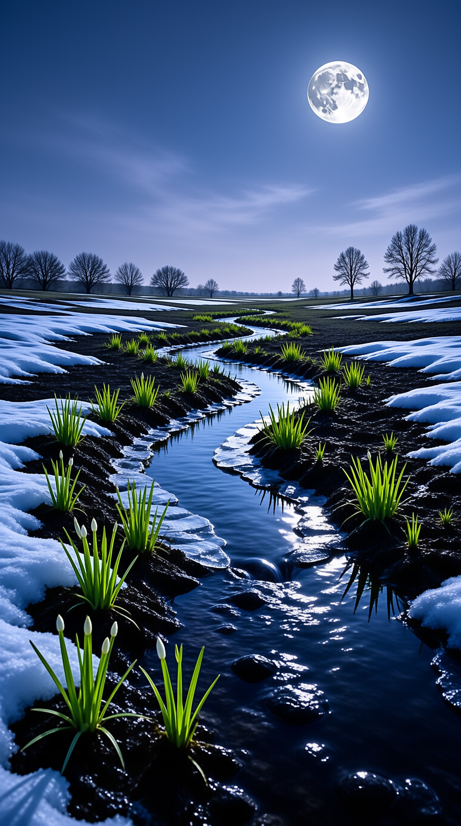 Moonlit Winter Stream