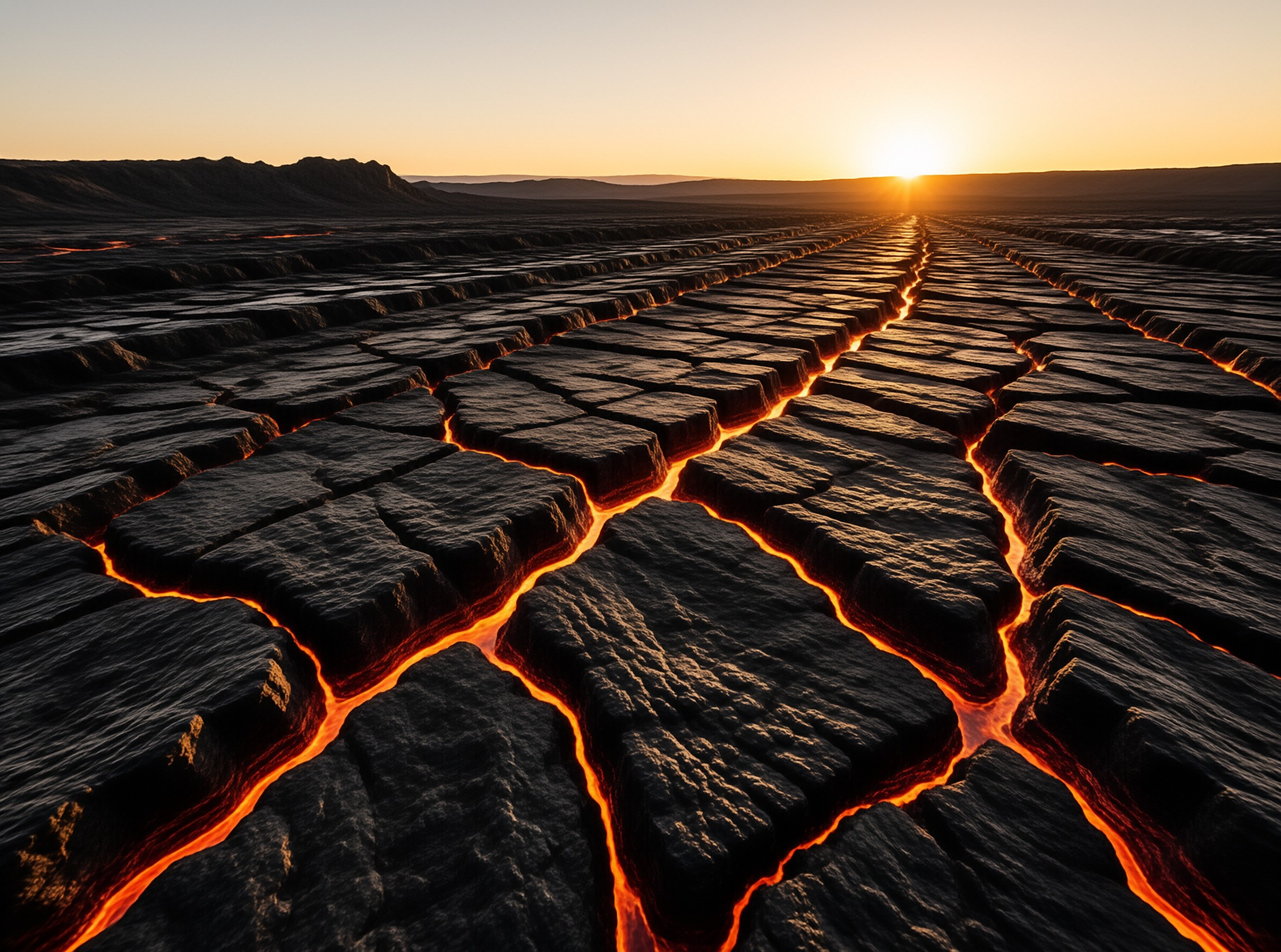 Lava Flowing Through Cracks