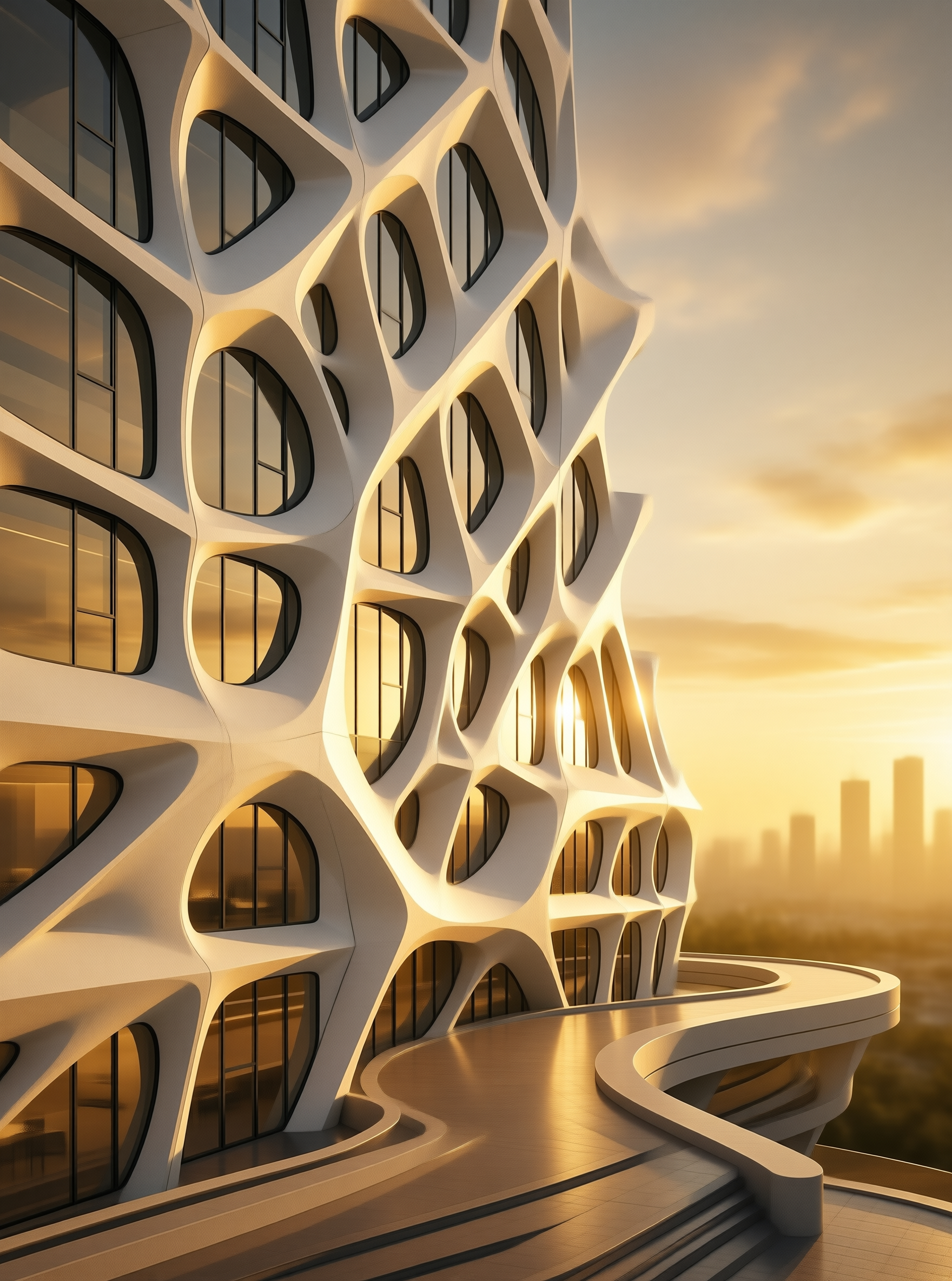 Parametric Tower at Golden Sunset