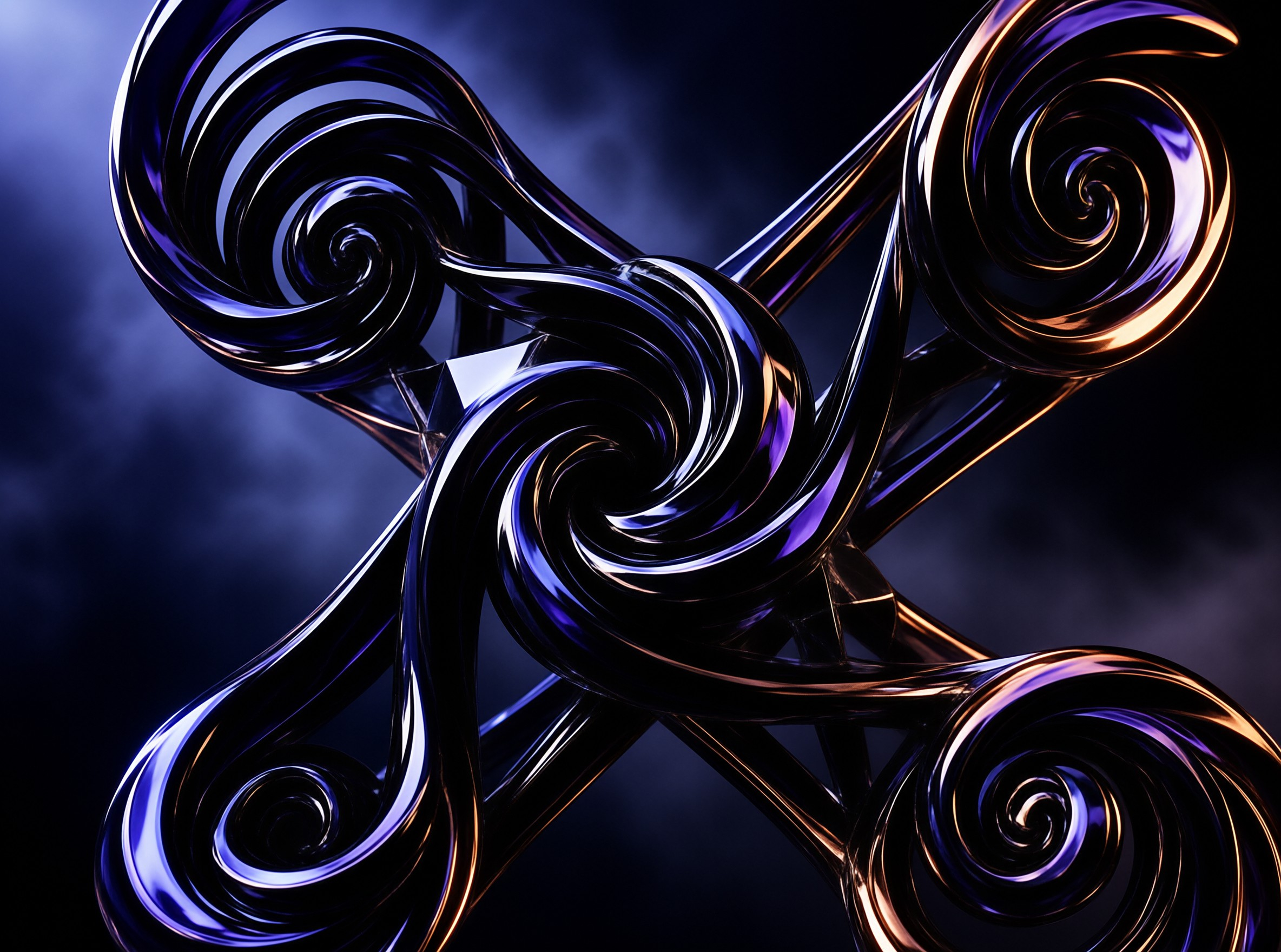 Glowing Metallic Spirals