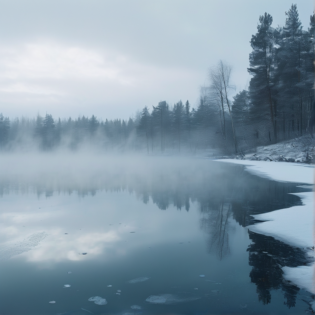 Misty Winter Lakeside