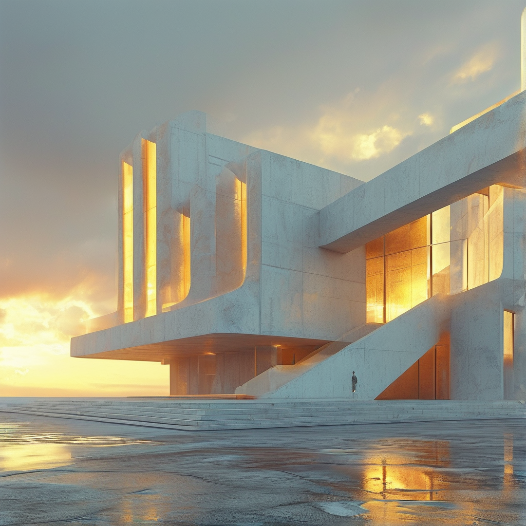 Modern Architecture at Sunset
