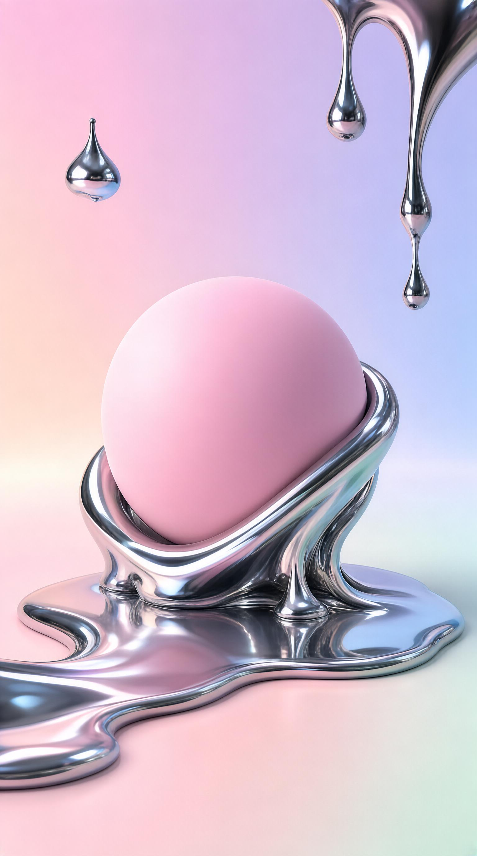 Pink Sphere in Metallic Liquid Holder