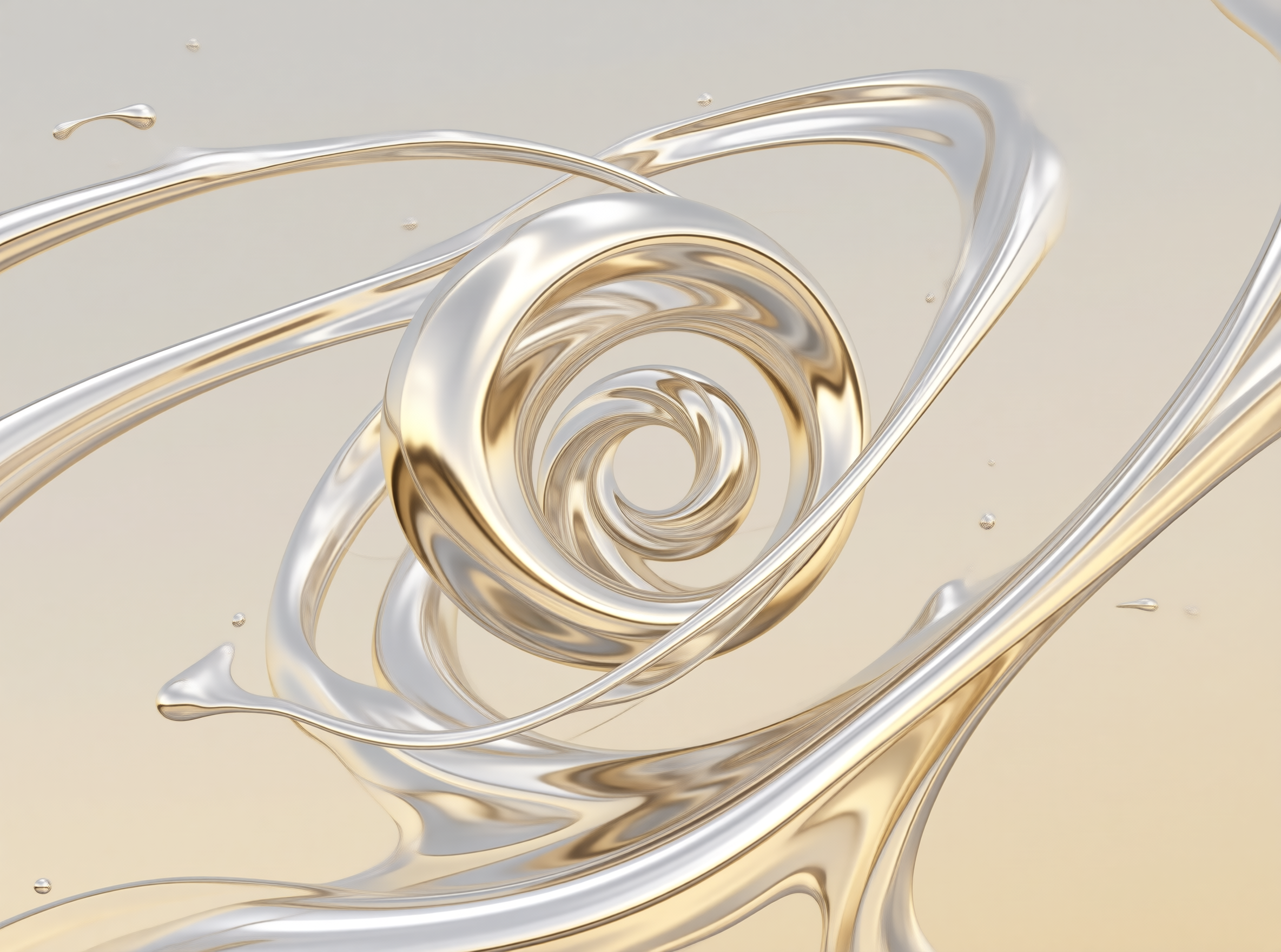 Liquid Chrome Spiral — Gilded Ribbon Study