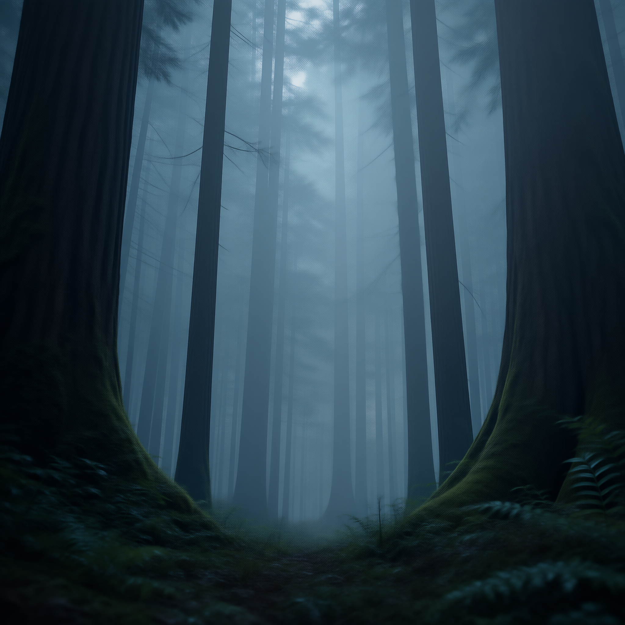 Misty Forest of Tall Trees