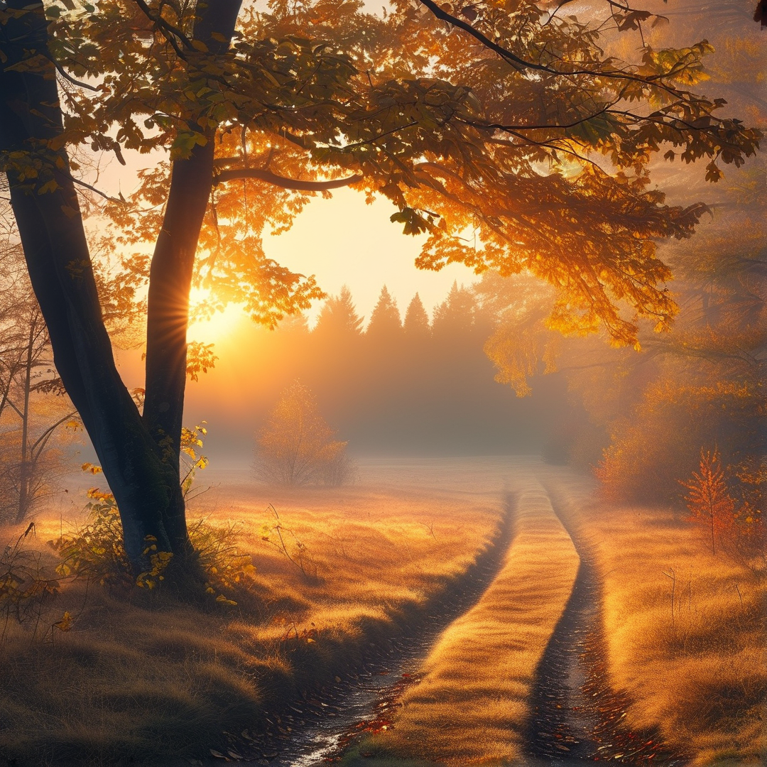 Misty Autumn Sunrise Path