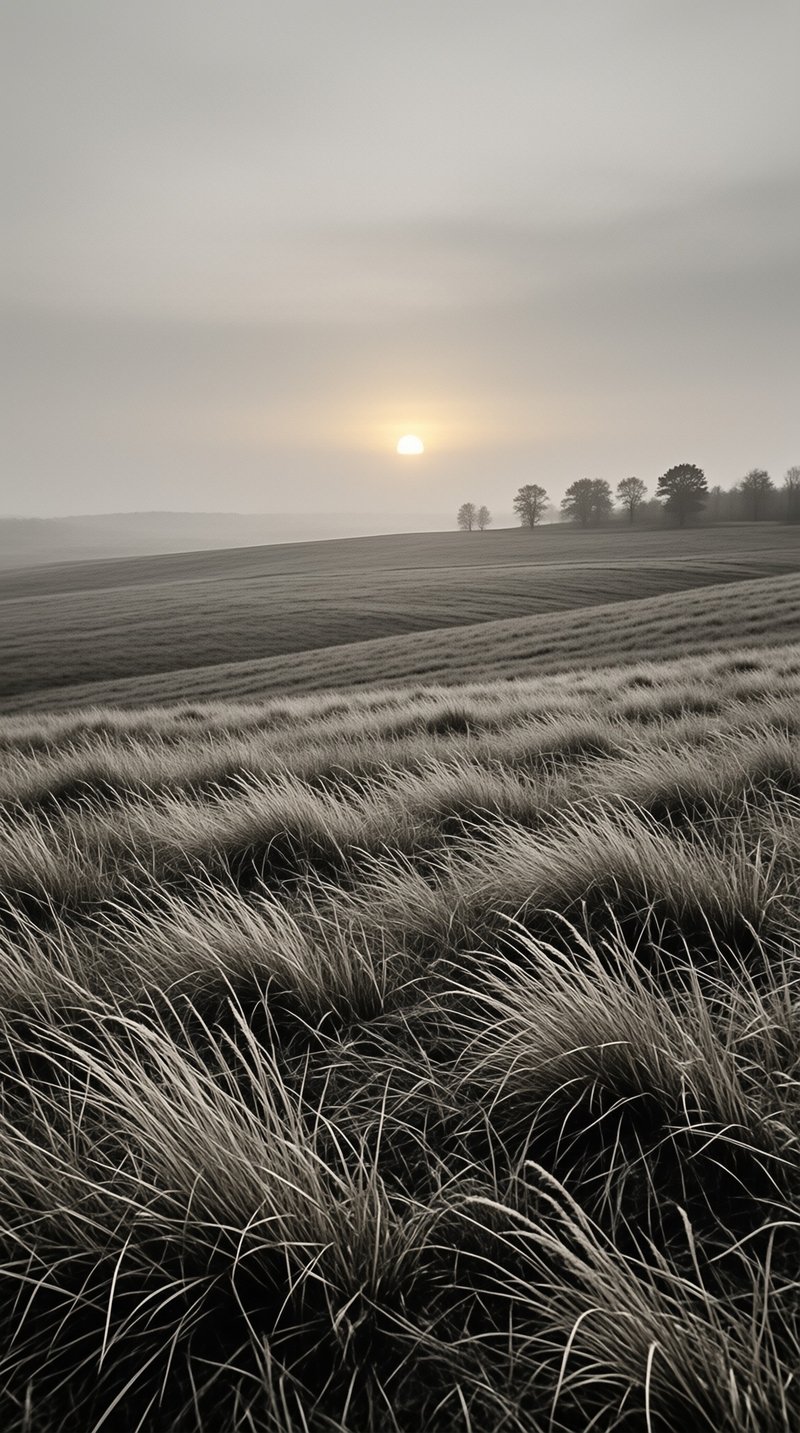 Sunrise Over Misty Fields