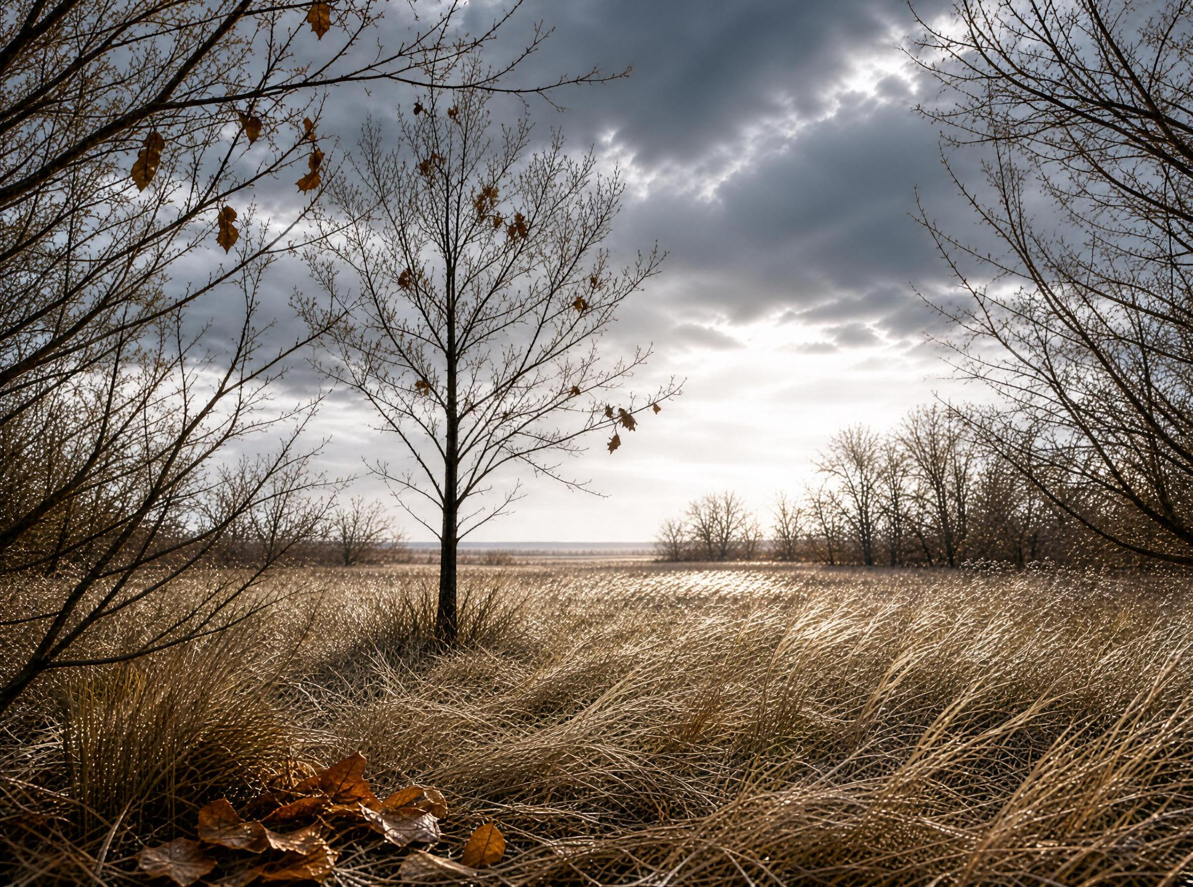 Autumn Field with Bare Trees