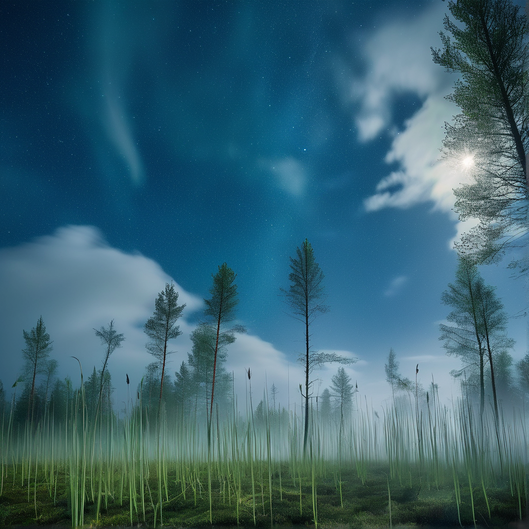 Misty Moonlit Forest