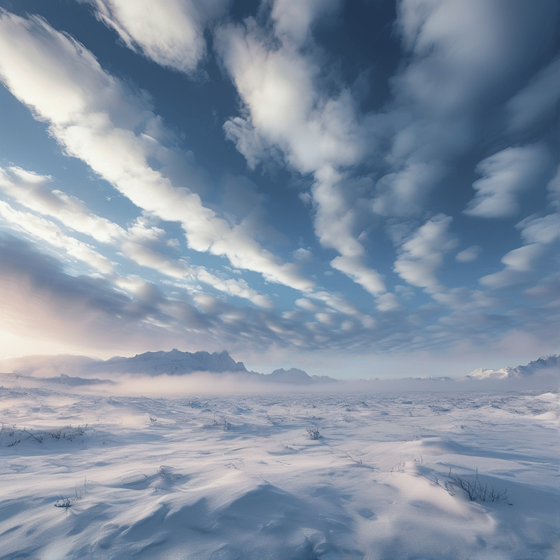 Snowy Landscape with Clouds