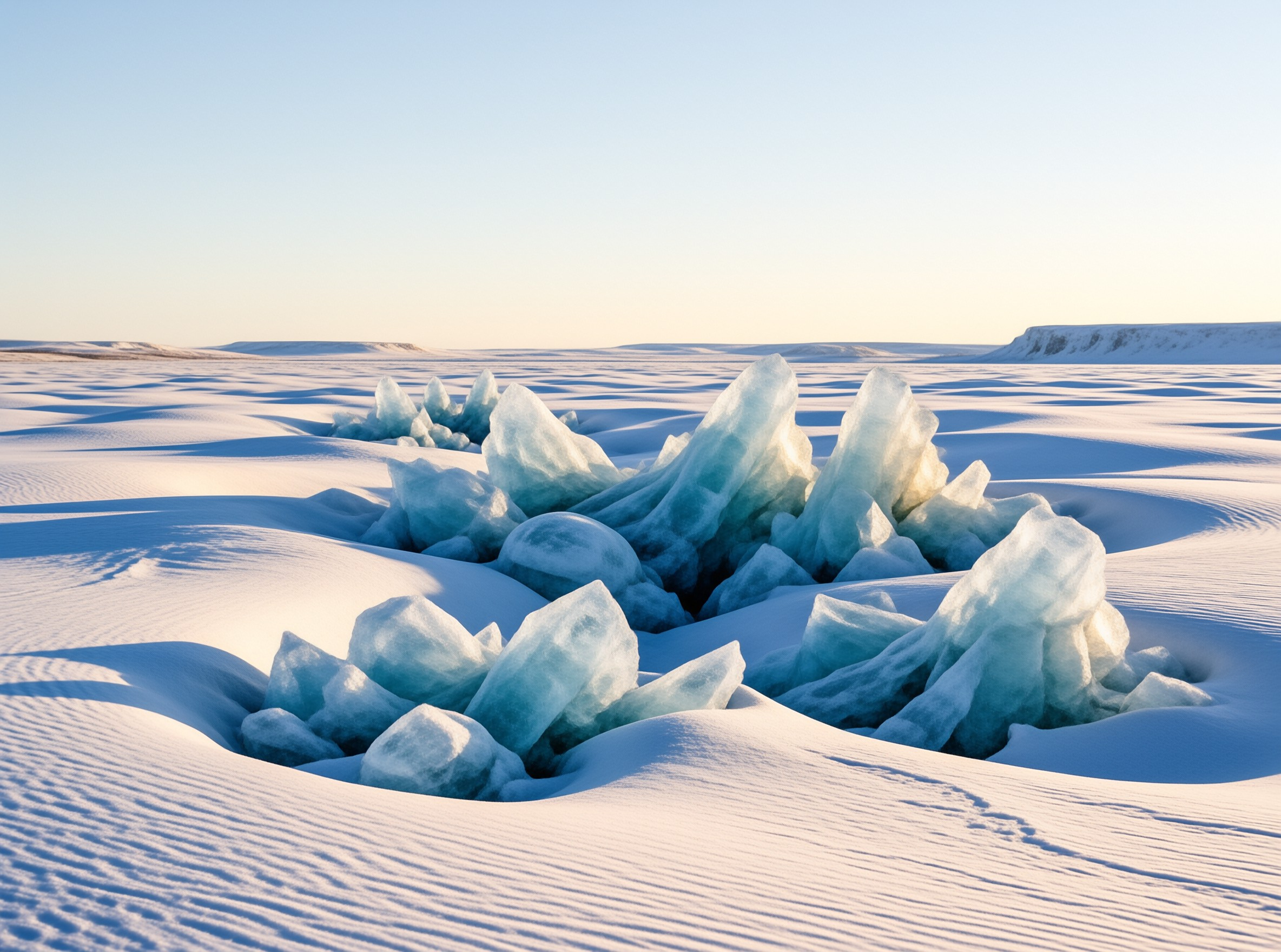 Frozen Ice Formations in Snow
