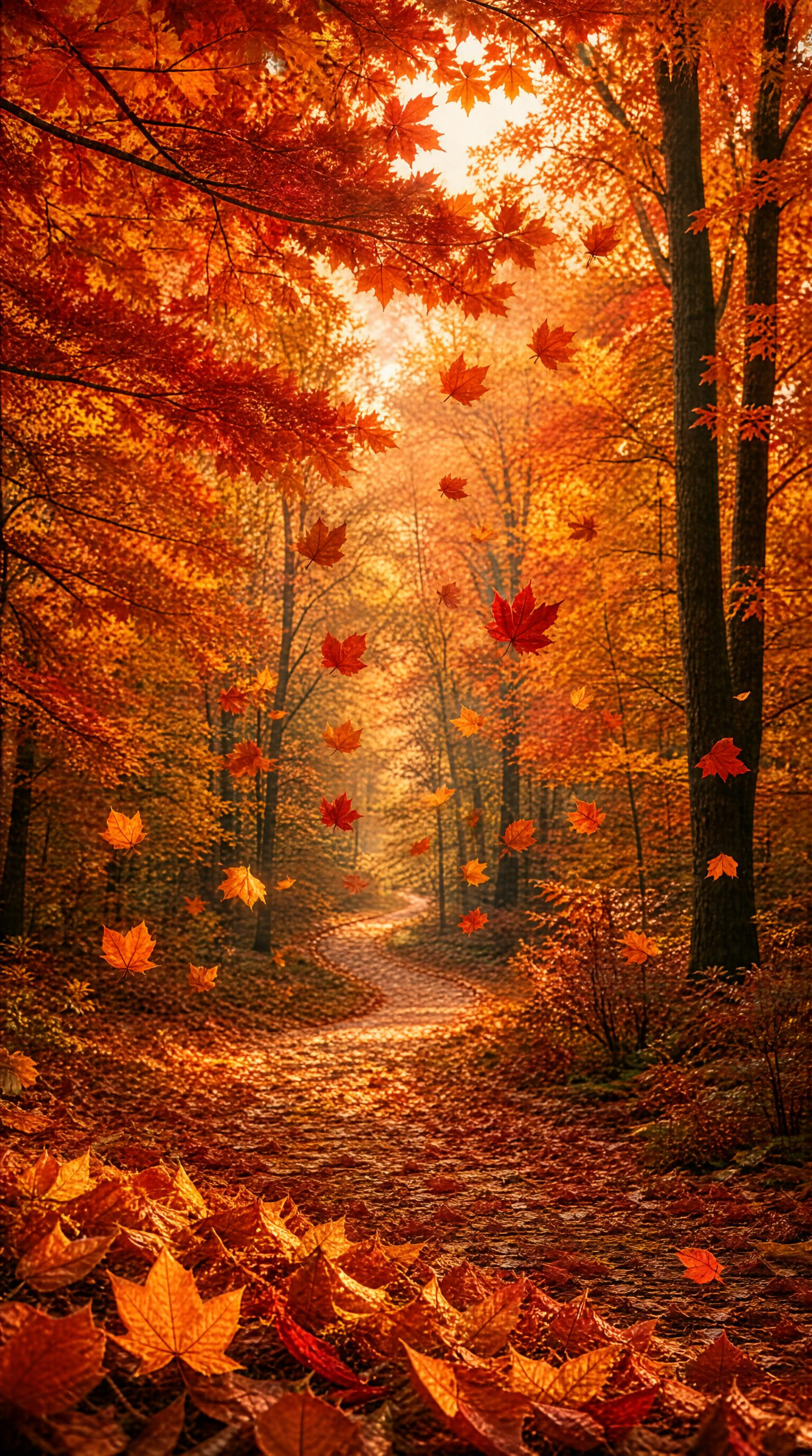 Golden Autumn Forest Path