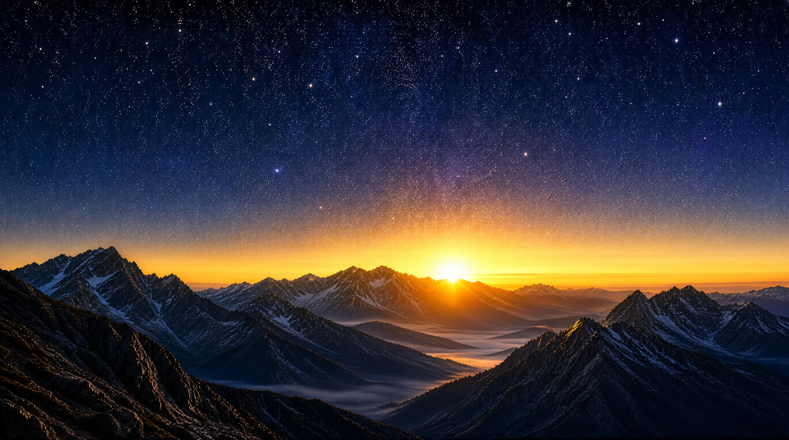 Mountain Sunrise and Stars