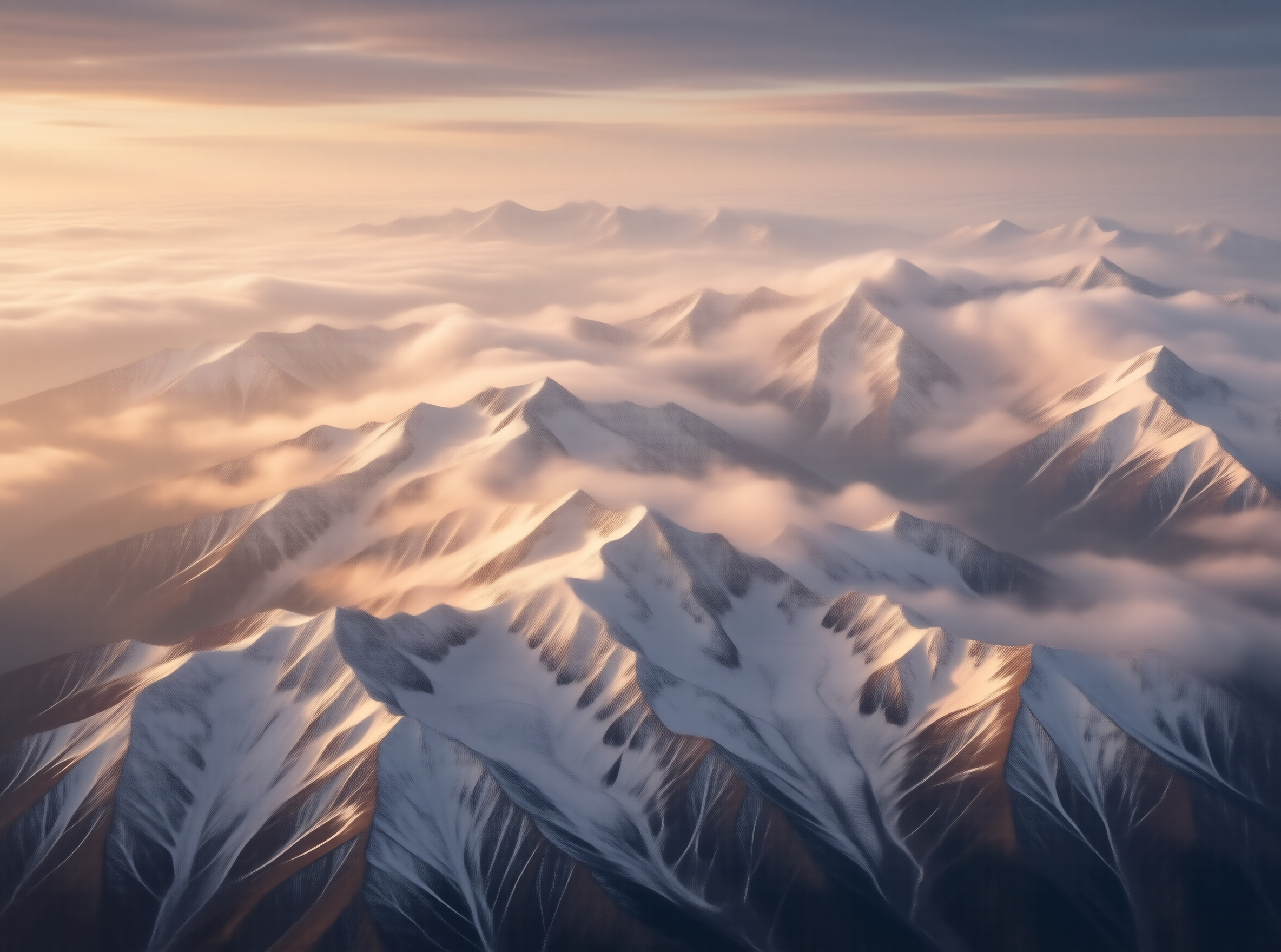 Snowy Mountains Above Clouds