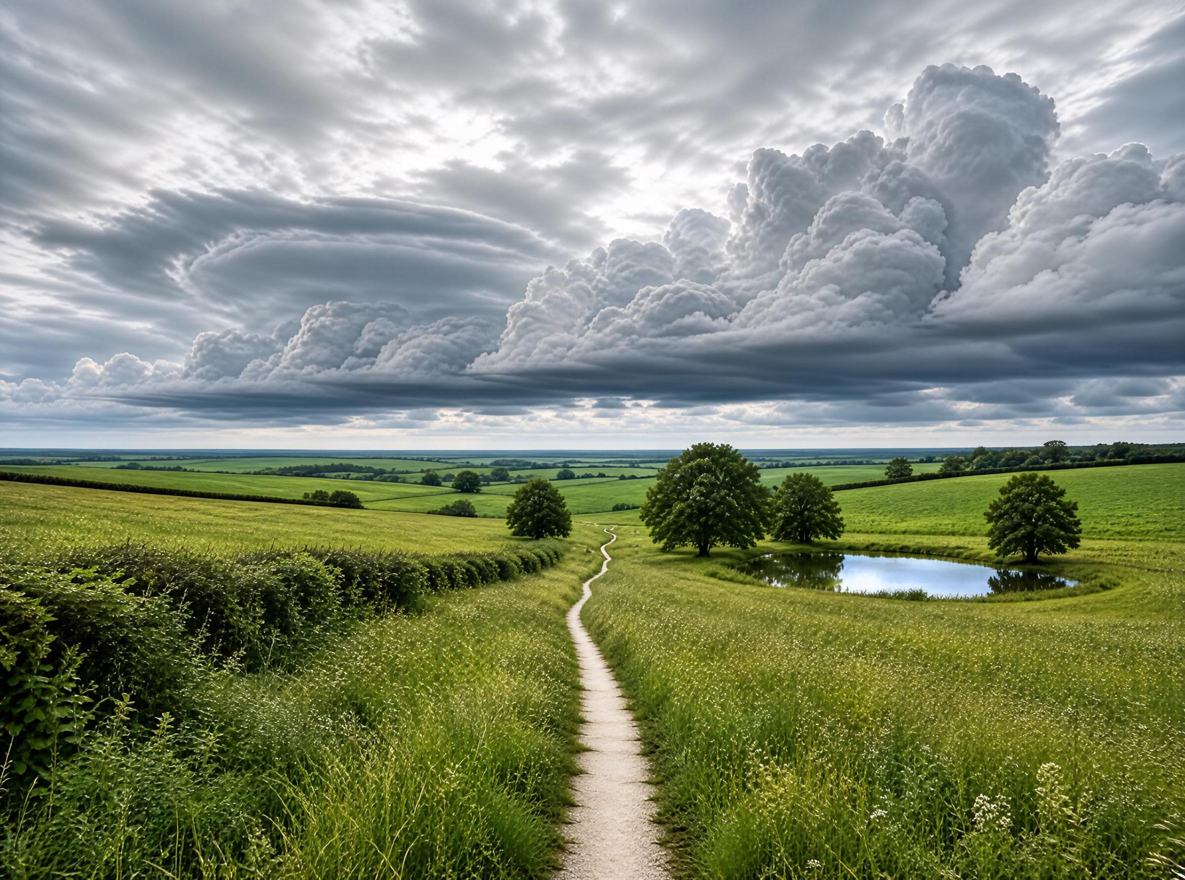 Rural Path and Cloudy Sky