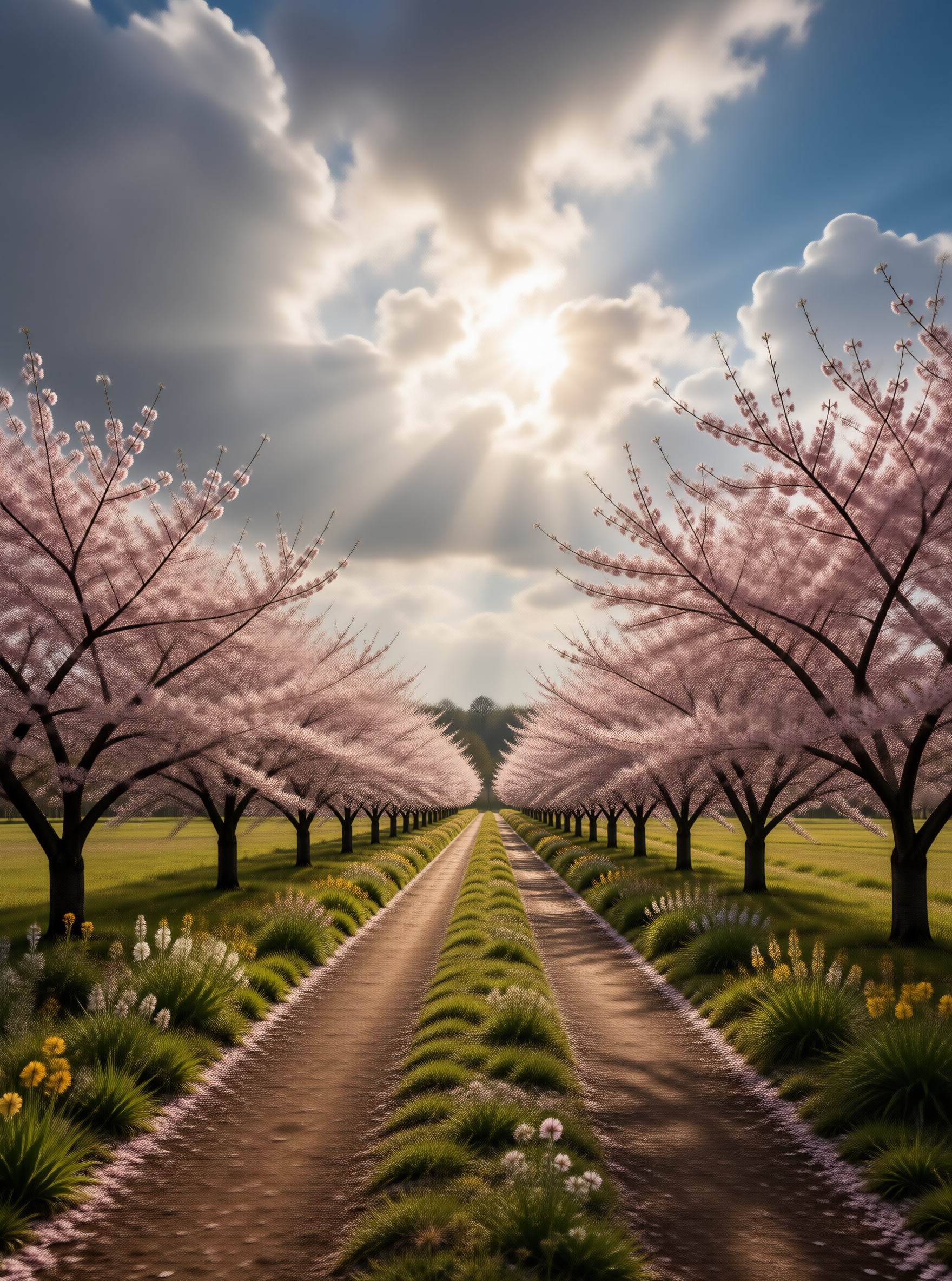 Cherry Blossom Orchard Path