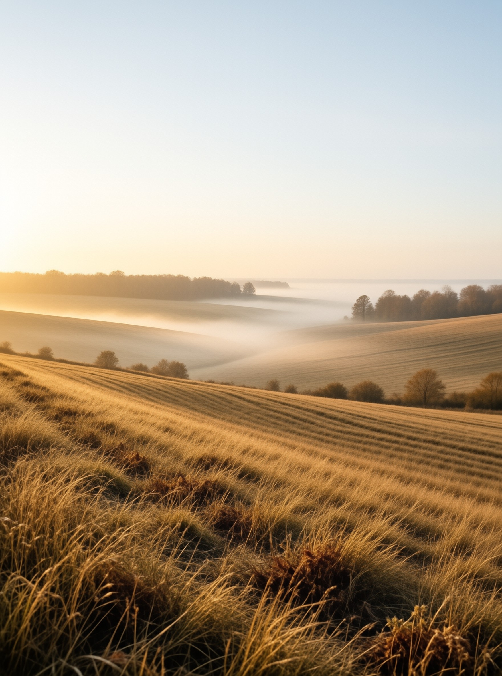 Golden Misty Hills at Dawn