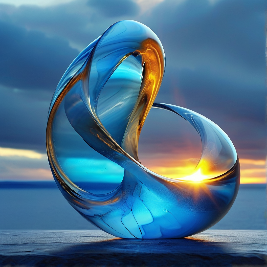 Abstract Blue Glass at Sunset