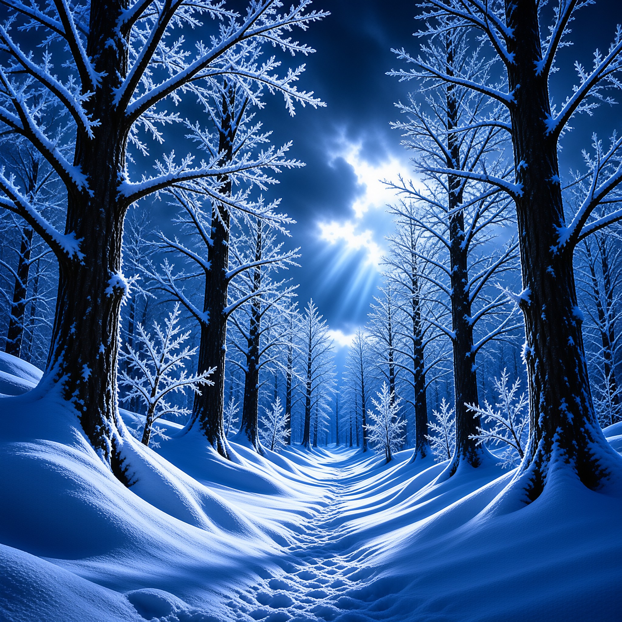 Moonlit Snowy Forest