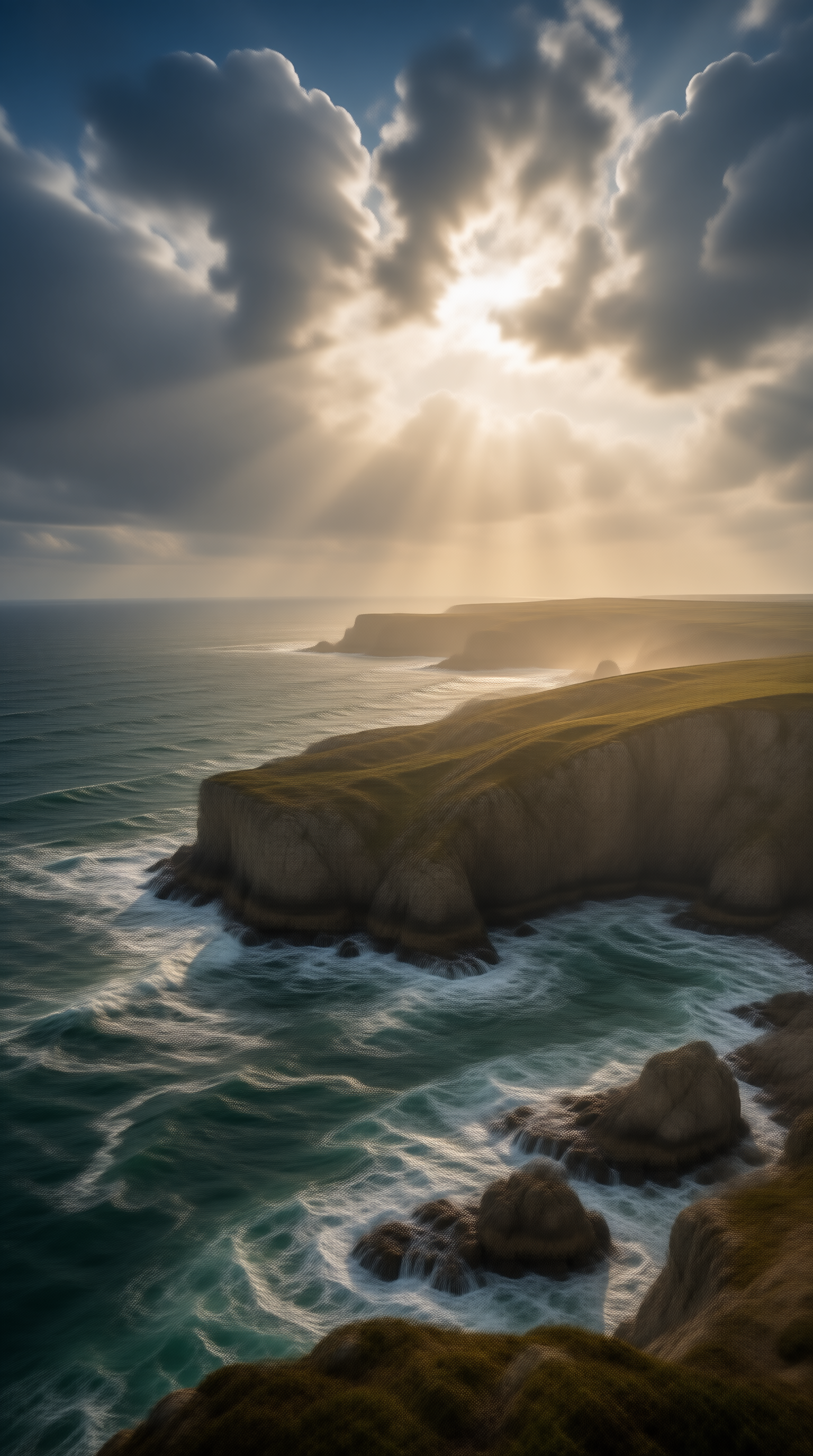 Sunbeams Over Coastal Cliffs
