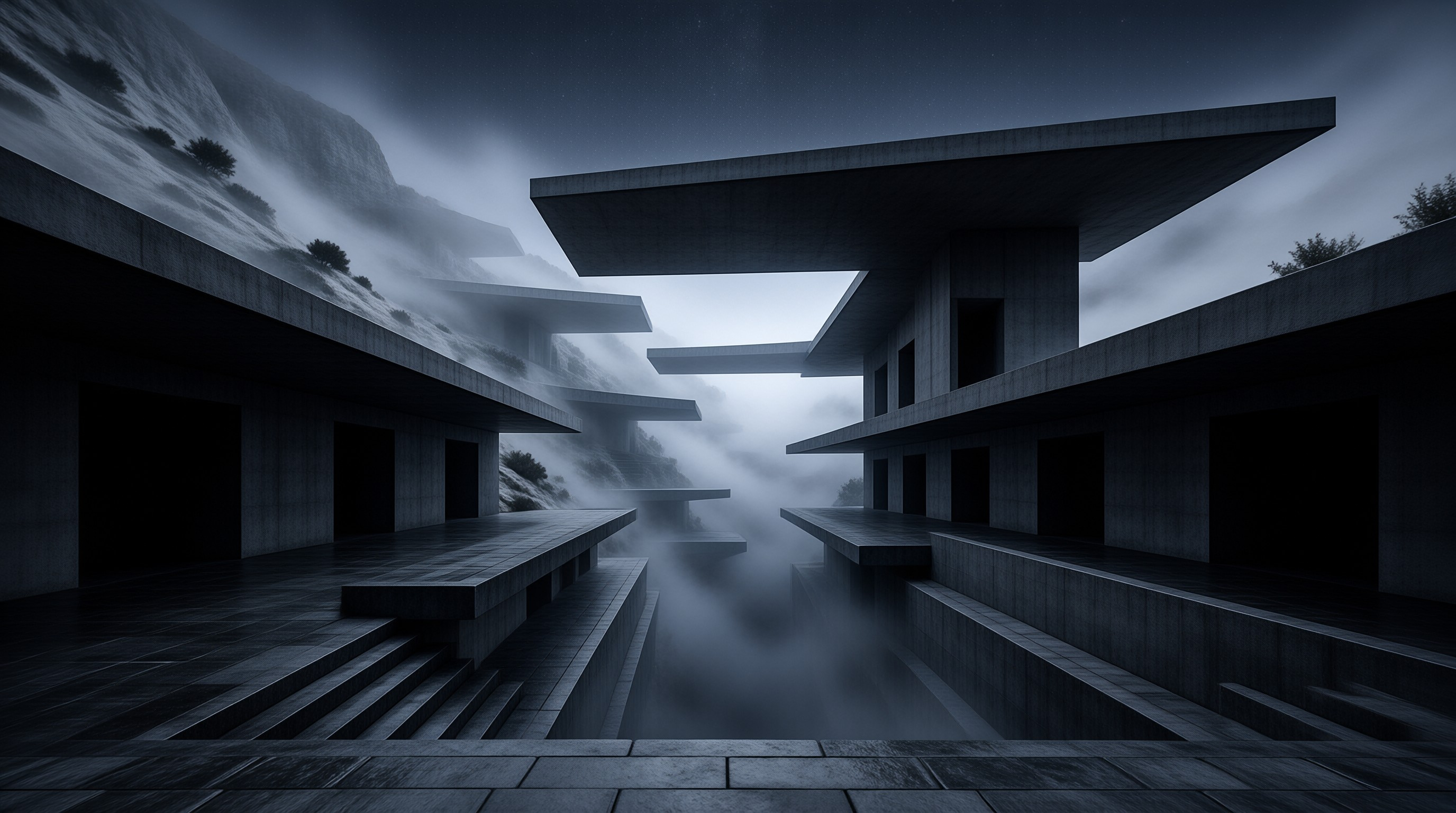 Surreal Foggy Architecture