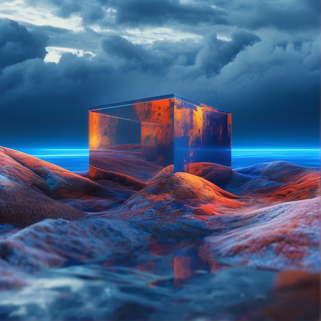 Surreal Glass Cube in Desert