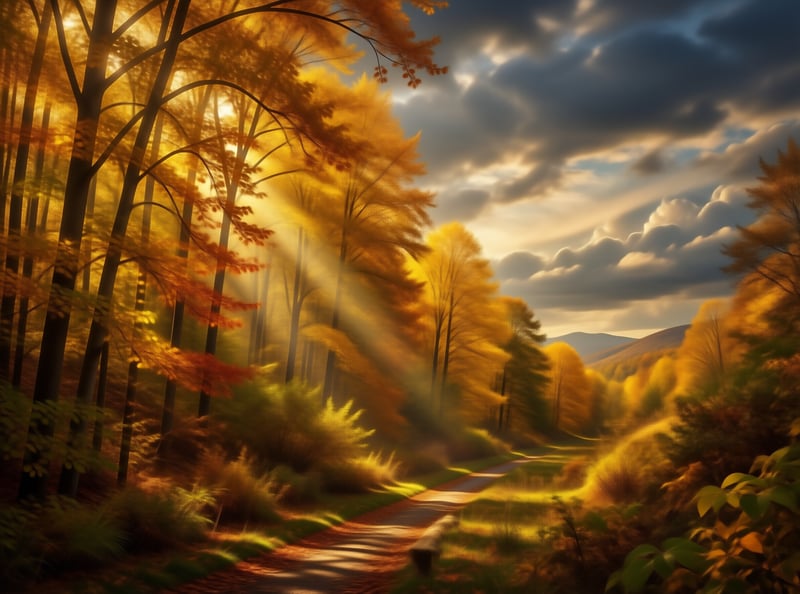 Golden Autumn Forest Path
