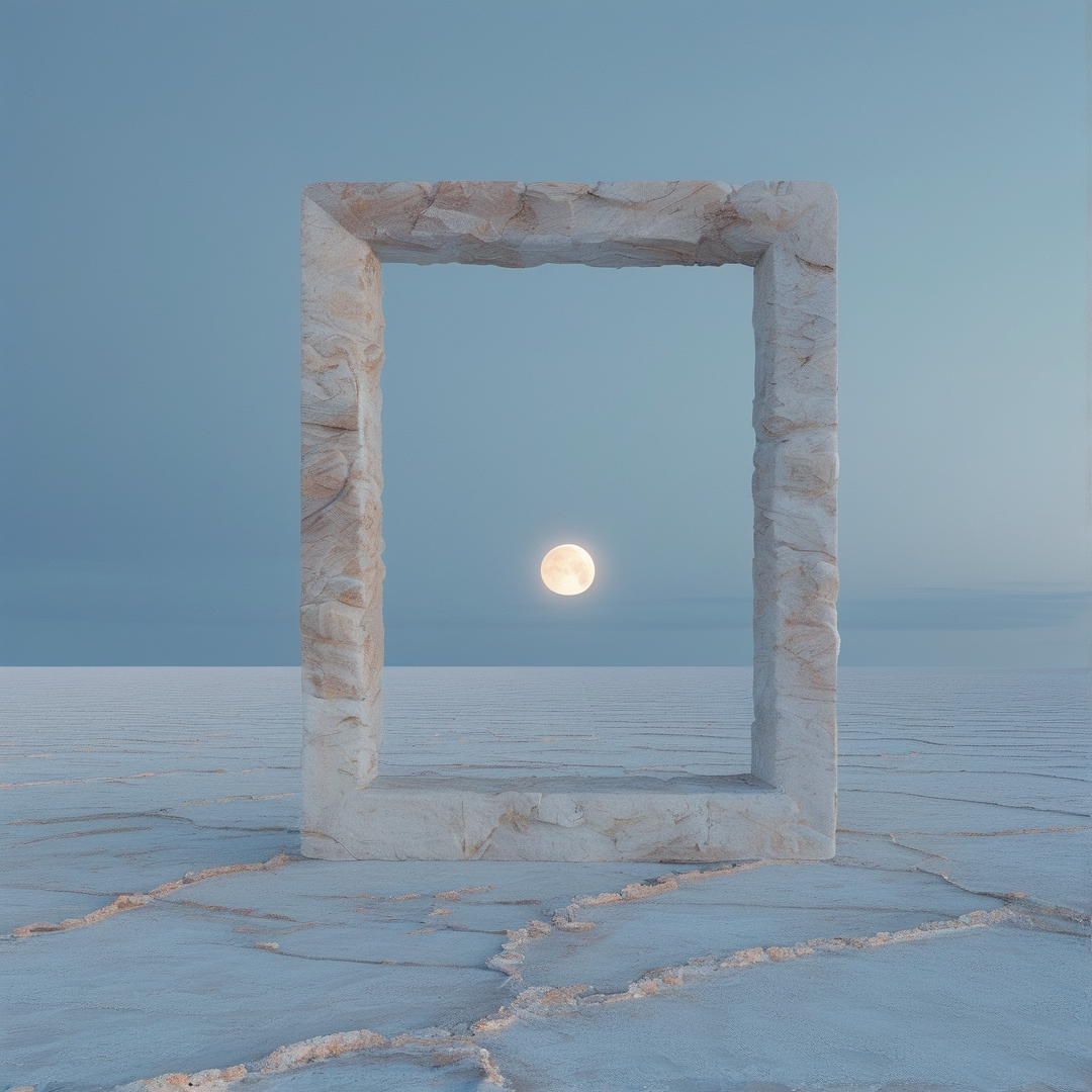 Surreal Stone Frame and Moon