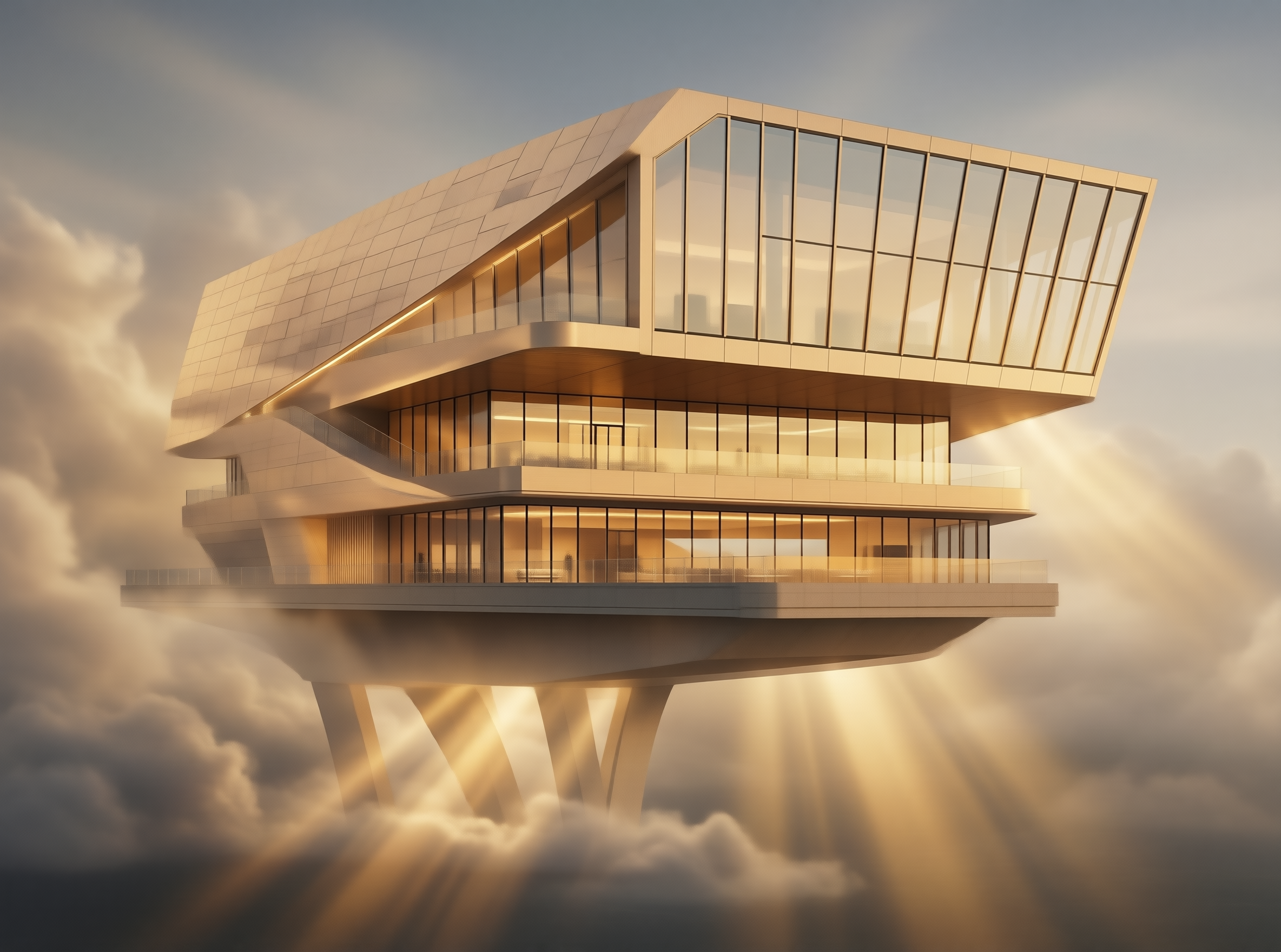 Floating Glass Villa Above the Clouds
