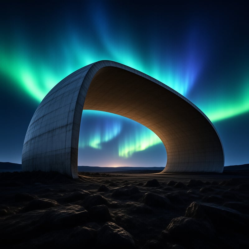 Concrete Arch Under Aurora