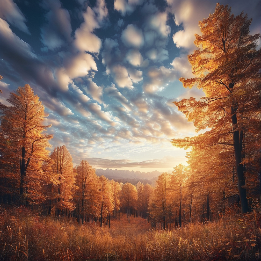 Autumn Forest at Sunset