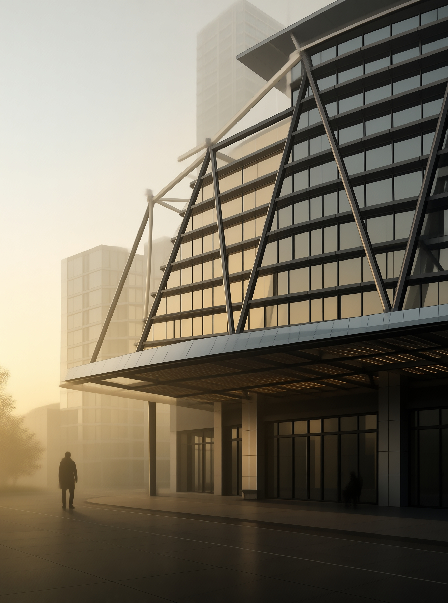 Misty Modern Office Building
