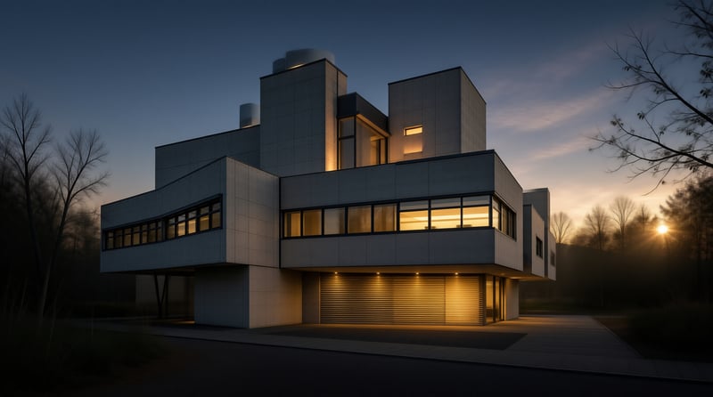 Modern House at Sunset