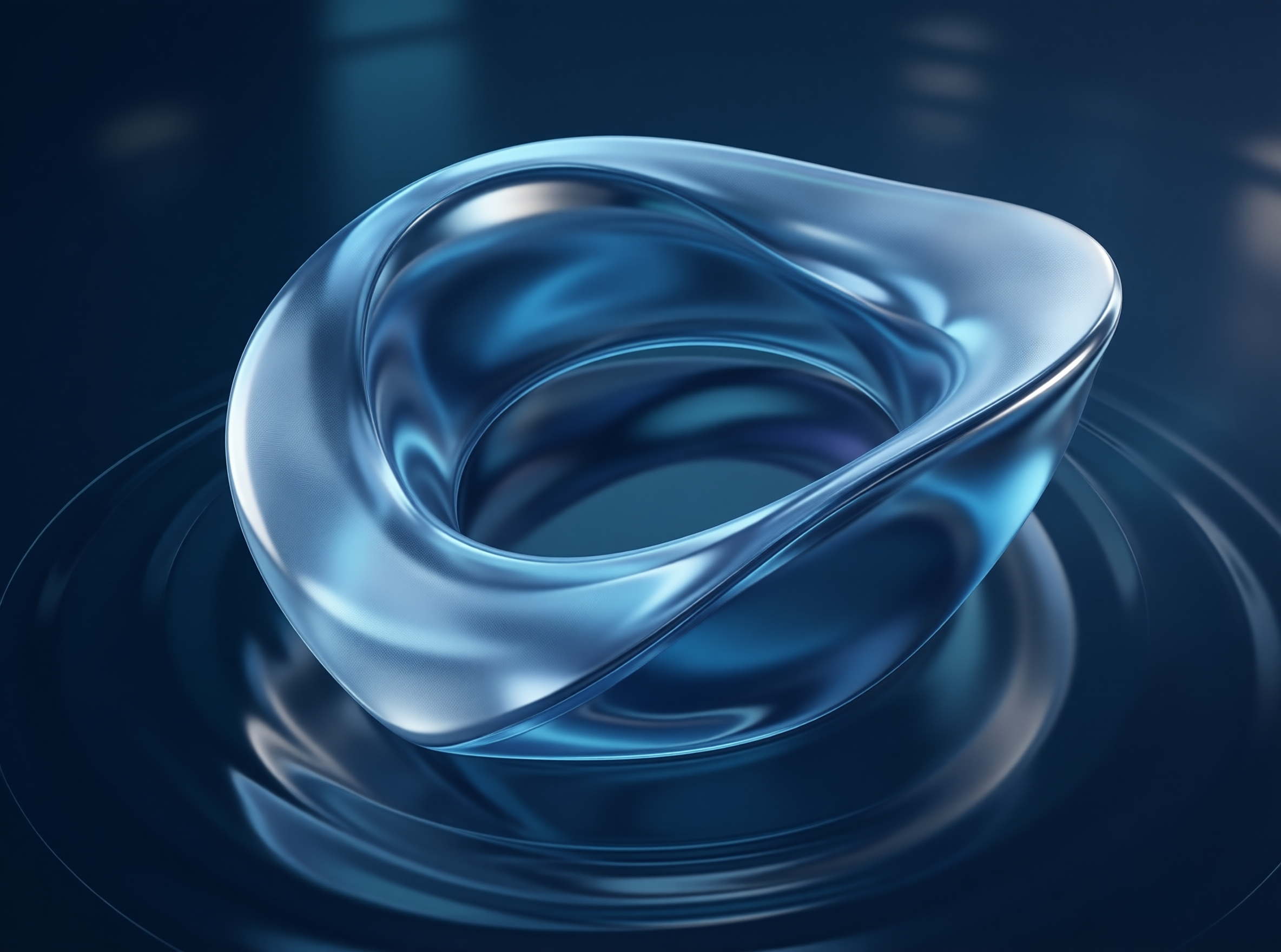 Sleek Blue Liquid Metal Ring