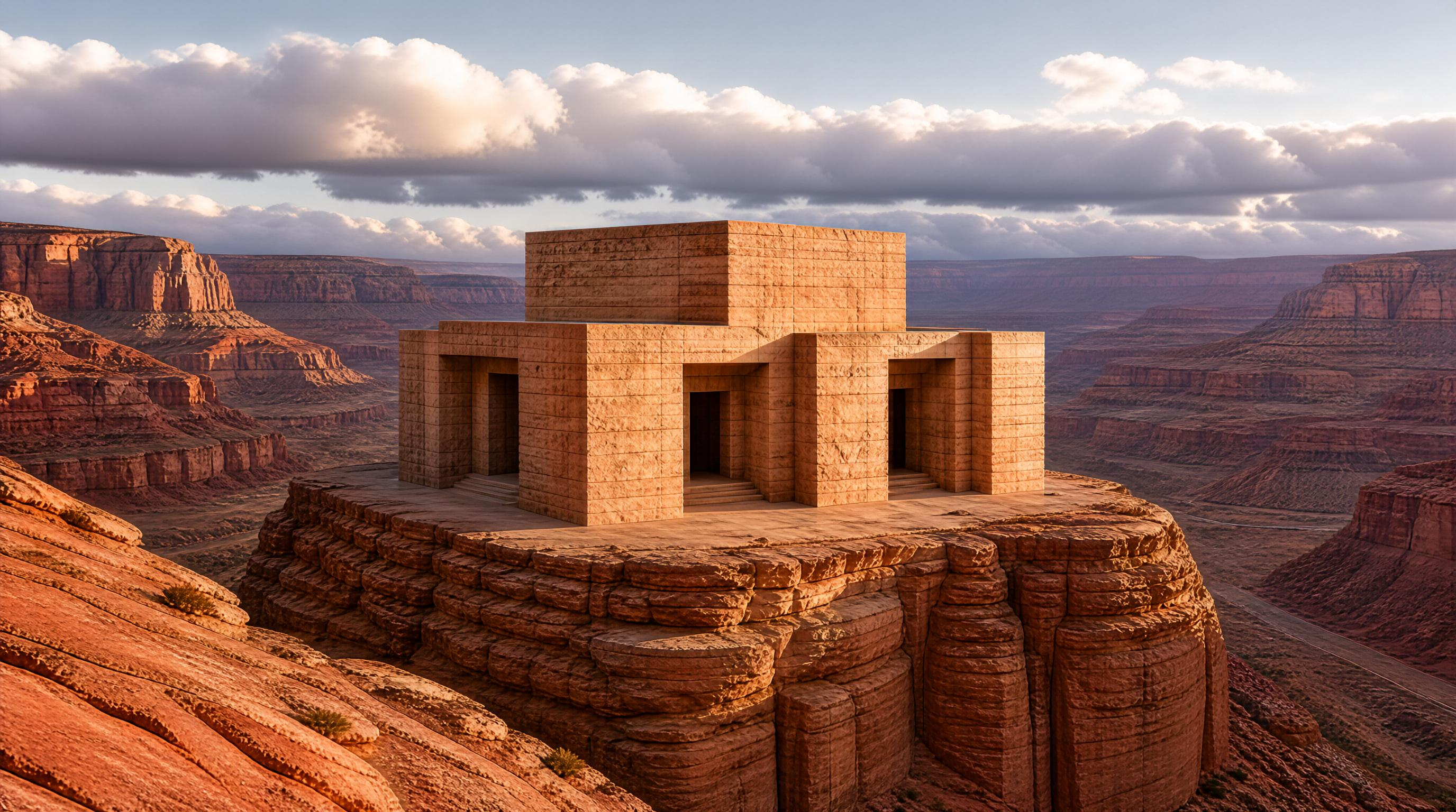Stone Structure on Cliff Edge