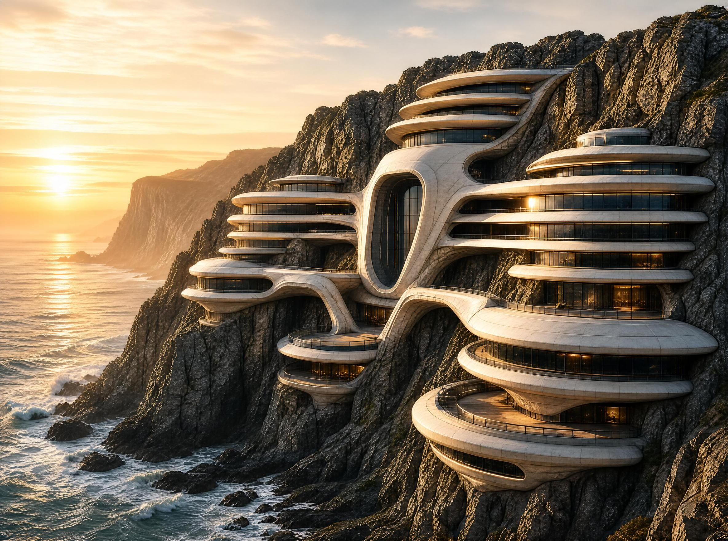 Futuristic Cliffside Architecture