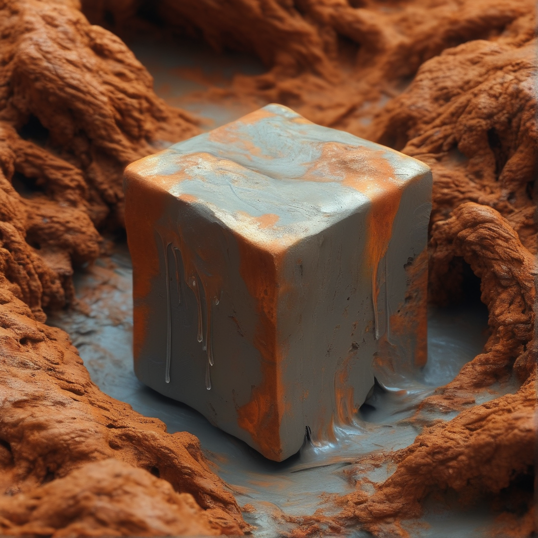 Melting Cube in Rock Cavity