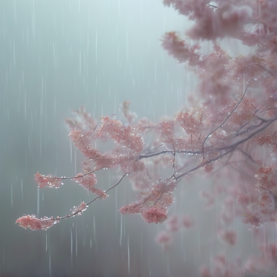 Pink Blossoms in the Rain