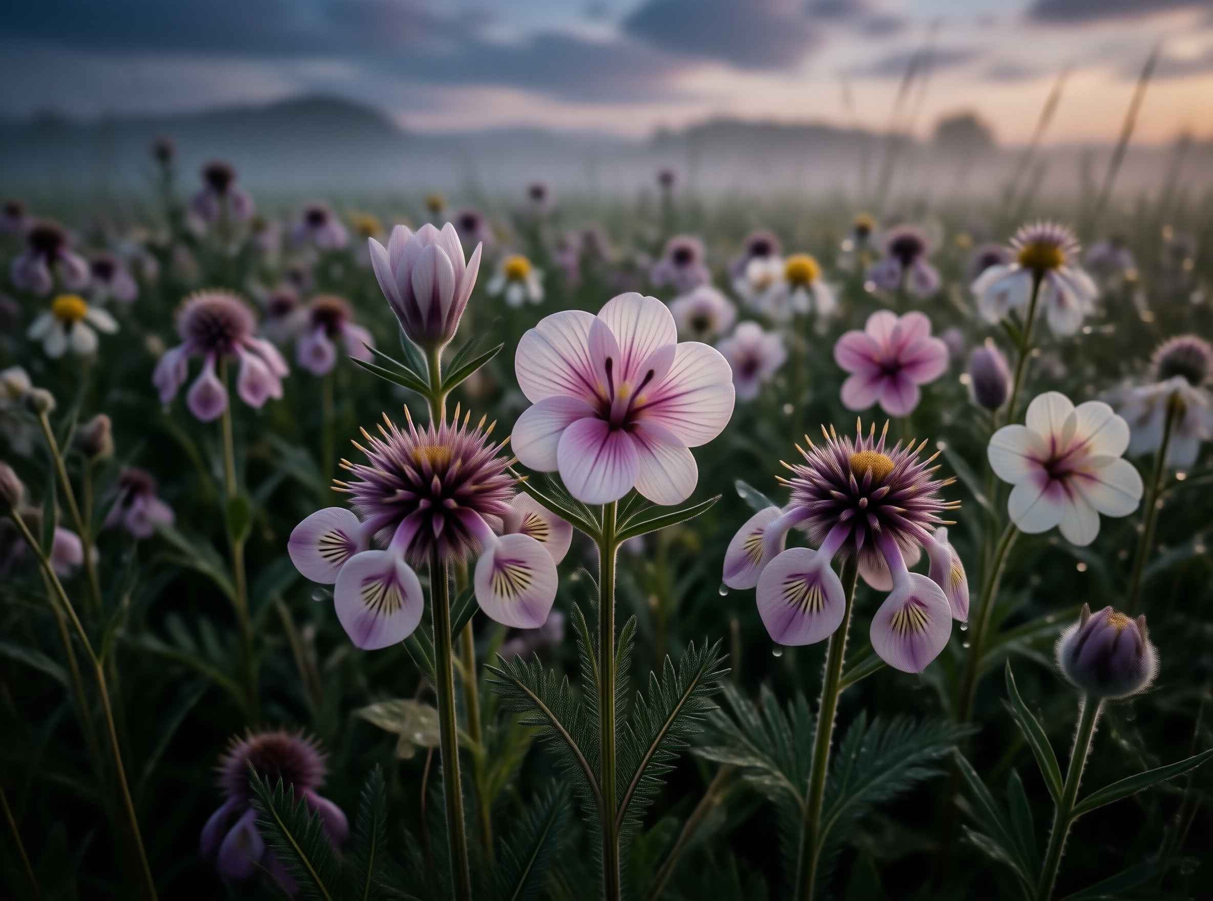 Misty Wildflower Field